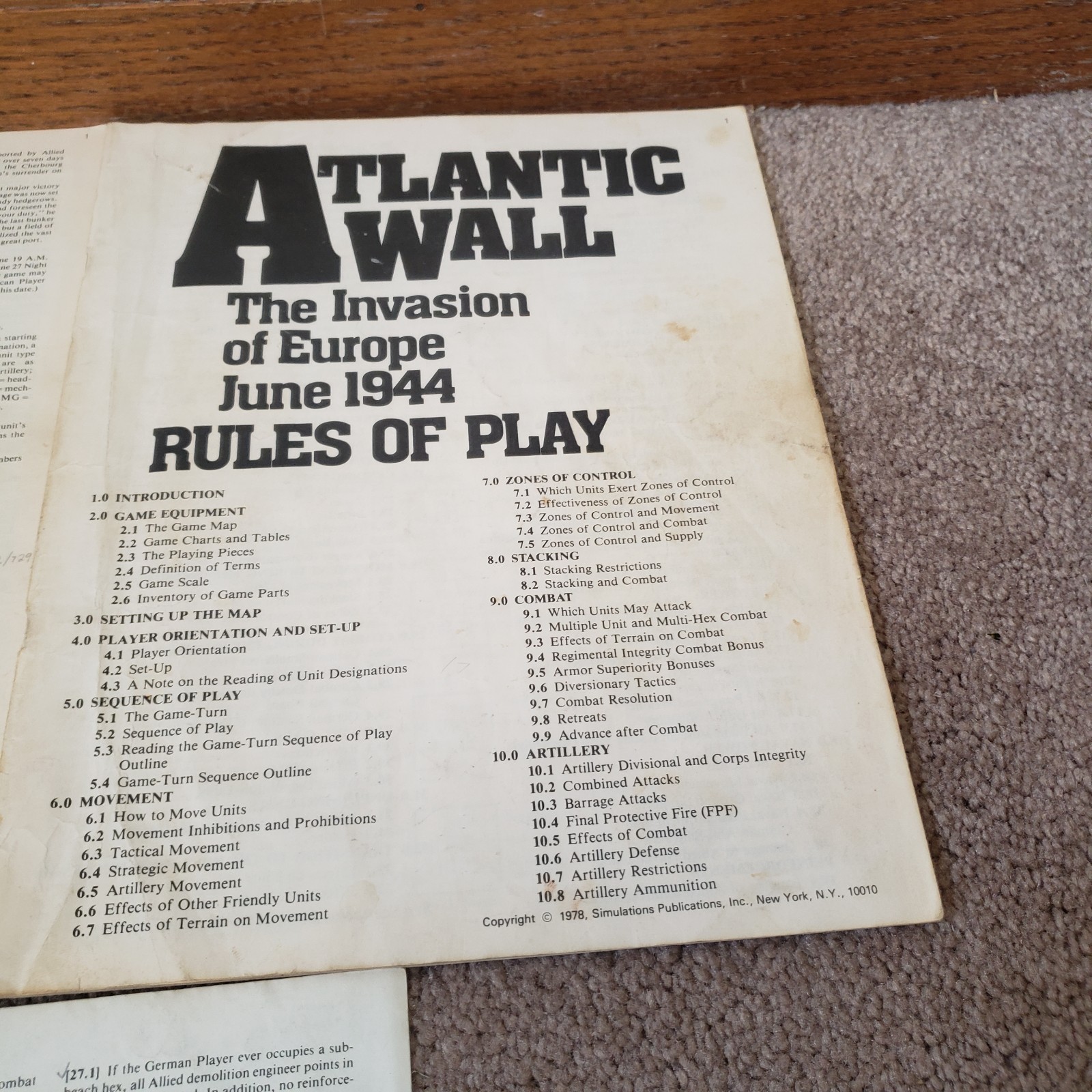 Atlantic Wall SPI Game, 1978, Punched
