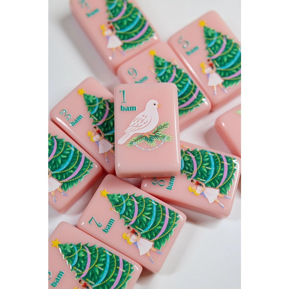 Engraved American Mahjong Tiles set 160 tiles lux pink ballet Christmas