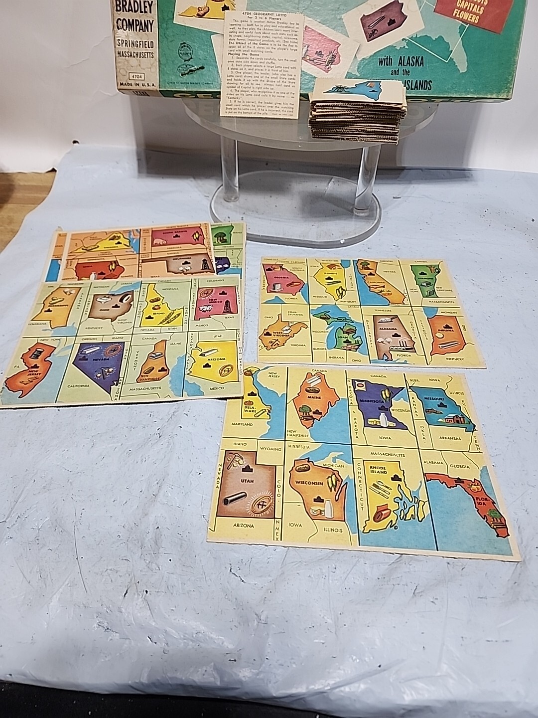 1956 Geography Lotto Game Vintage Milton Bradley 48 United States Complete
