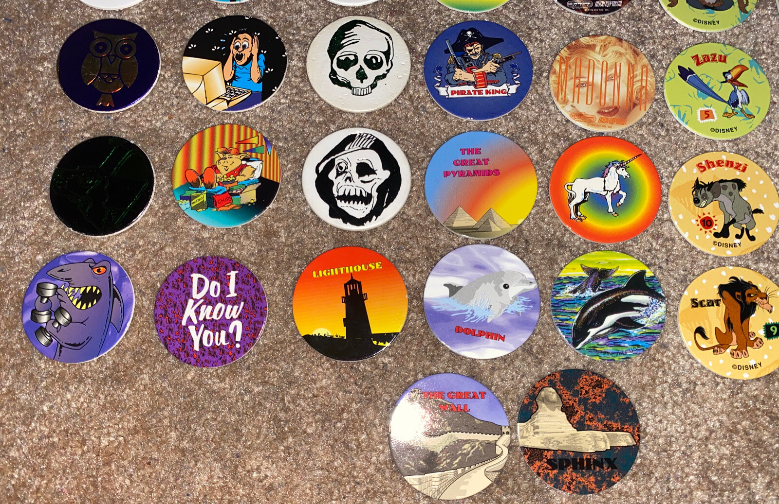 Set of 37 Miscellaneous Pogs 1990s