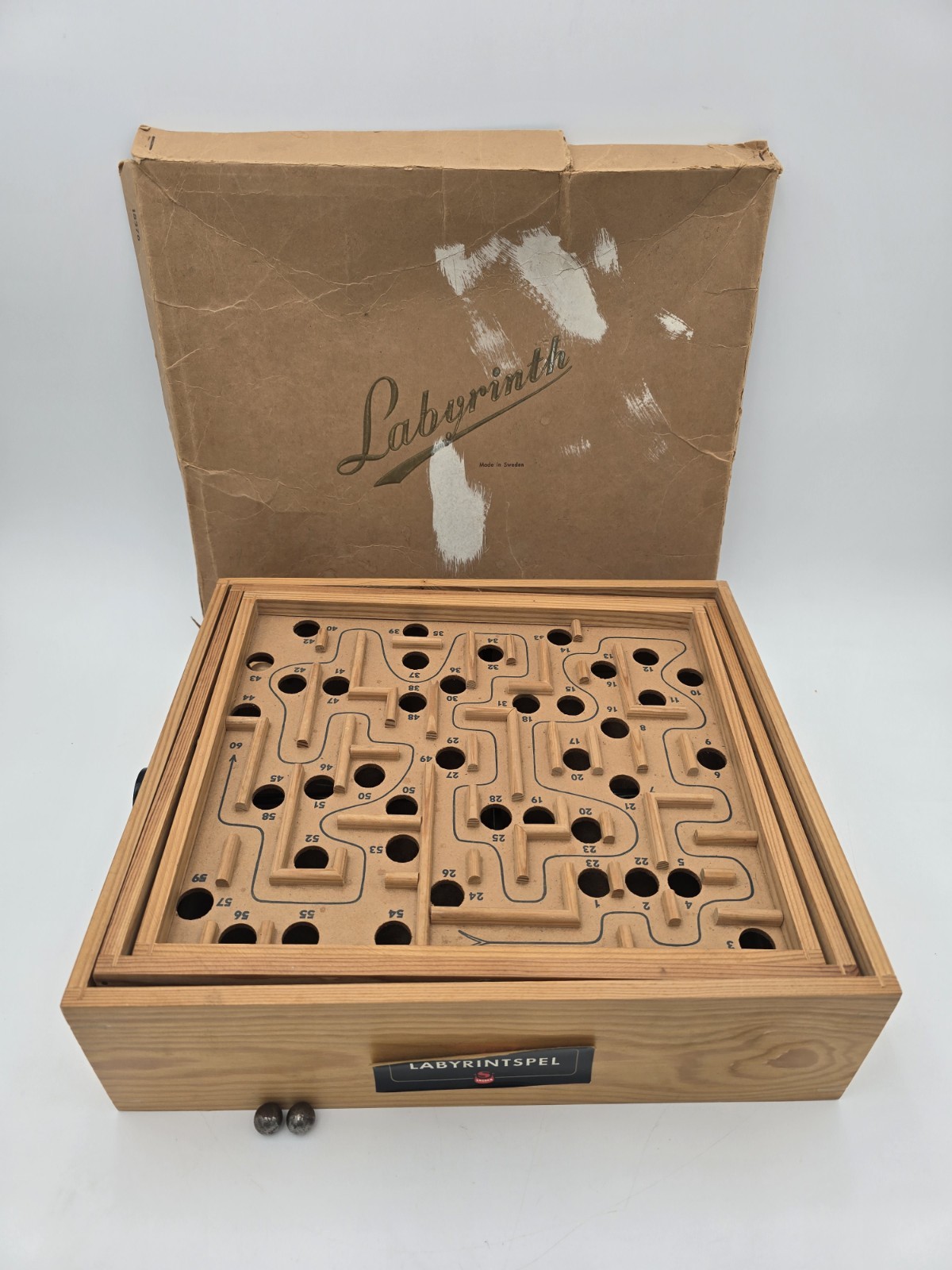 Vintage BRIO Labyrinth Wood Maze Game in Original Box – 1950s – #18376 – SWEDEN