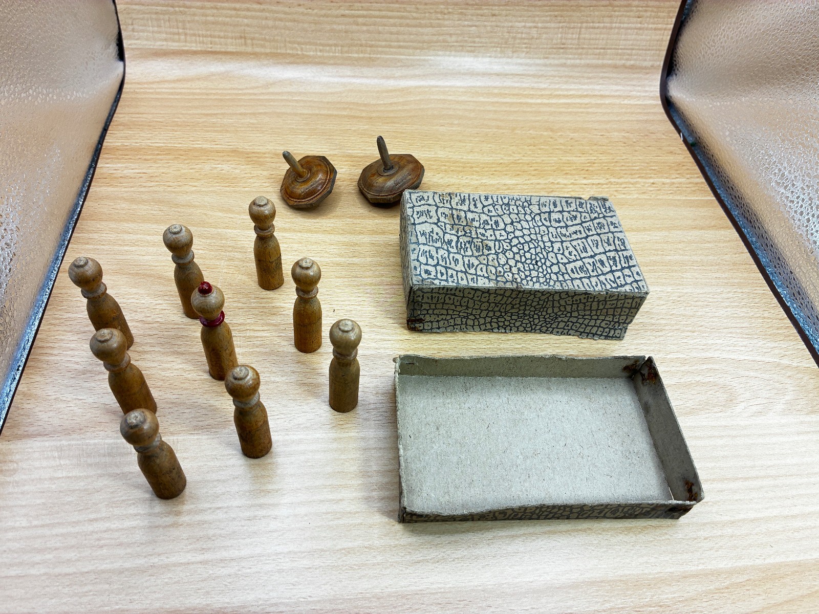 Accessories Romba bowling game for table bowling game Vauen with instructions, antique from 1913