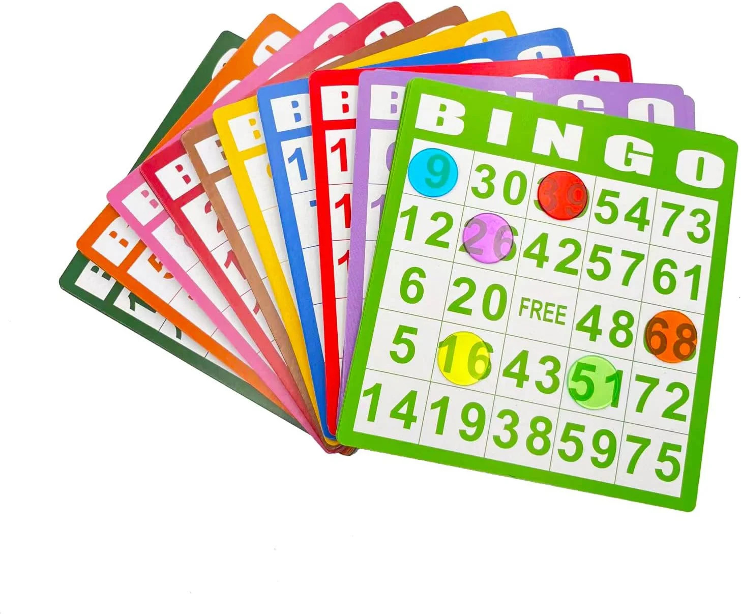 JUNWRROW Deluxe Bingo Game Set-Includes Bingo Cage,600 Colorful Plastic Chips wi