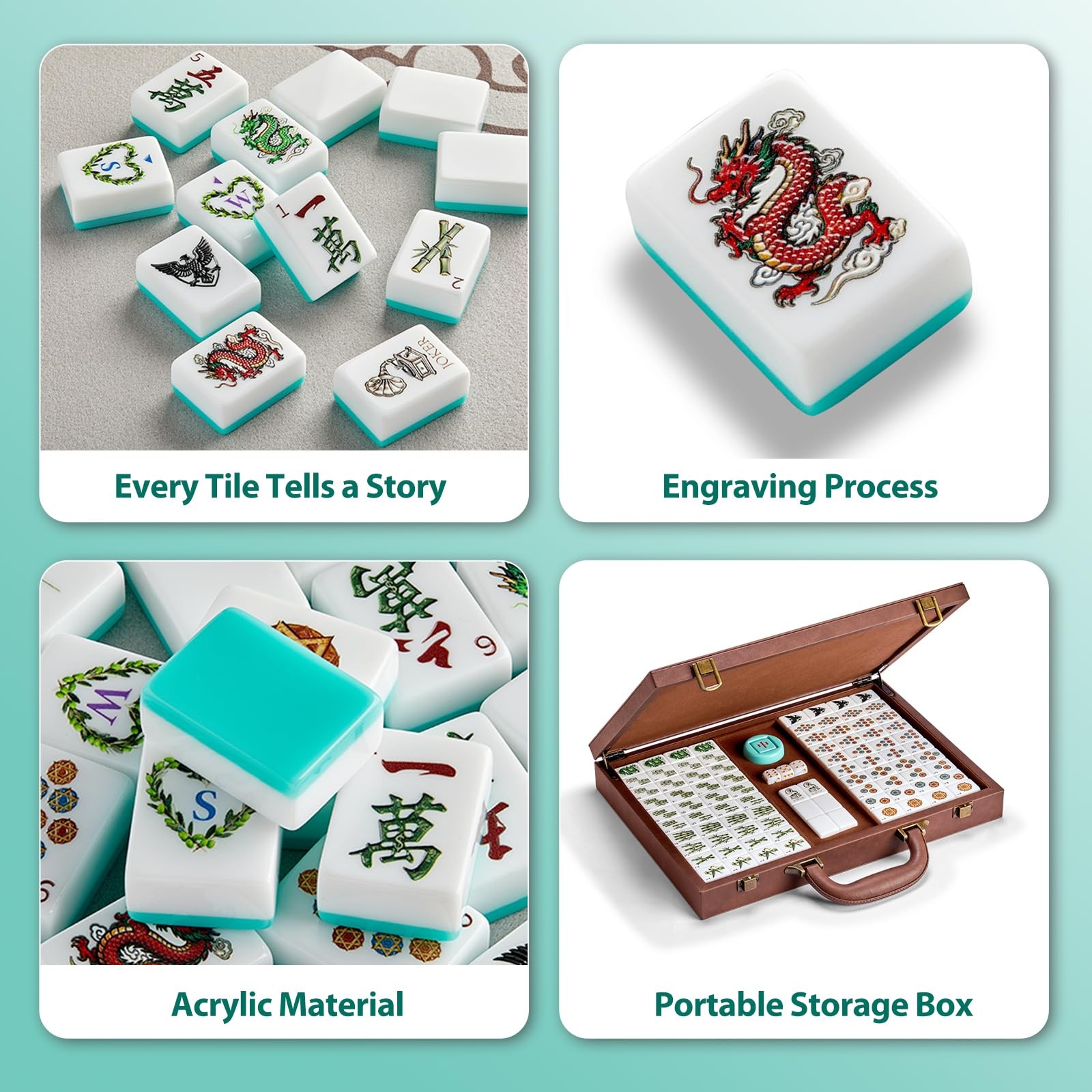 Color Al chemist American Mahjong Tile Set, 166 Vintage-Inspired Acrylic