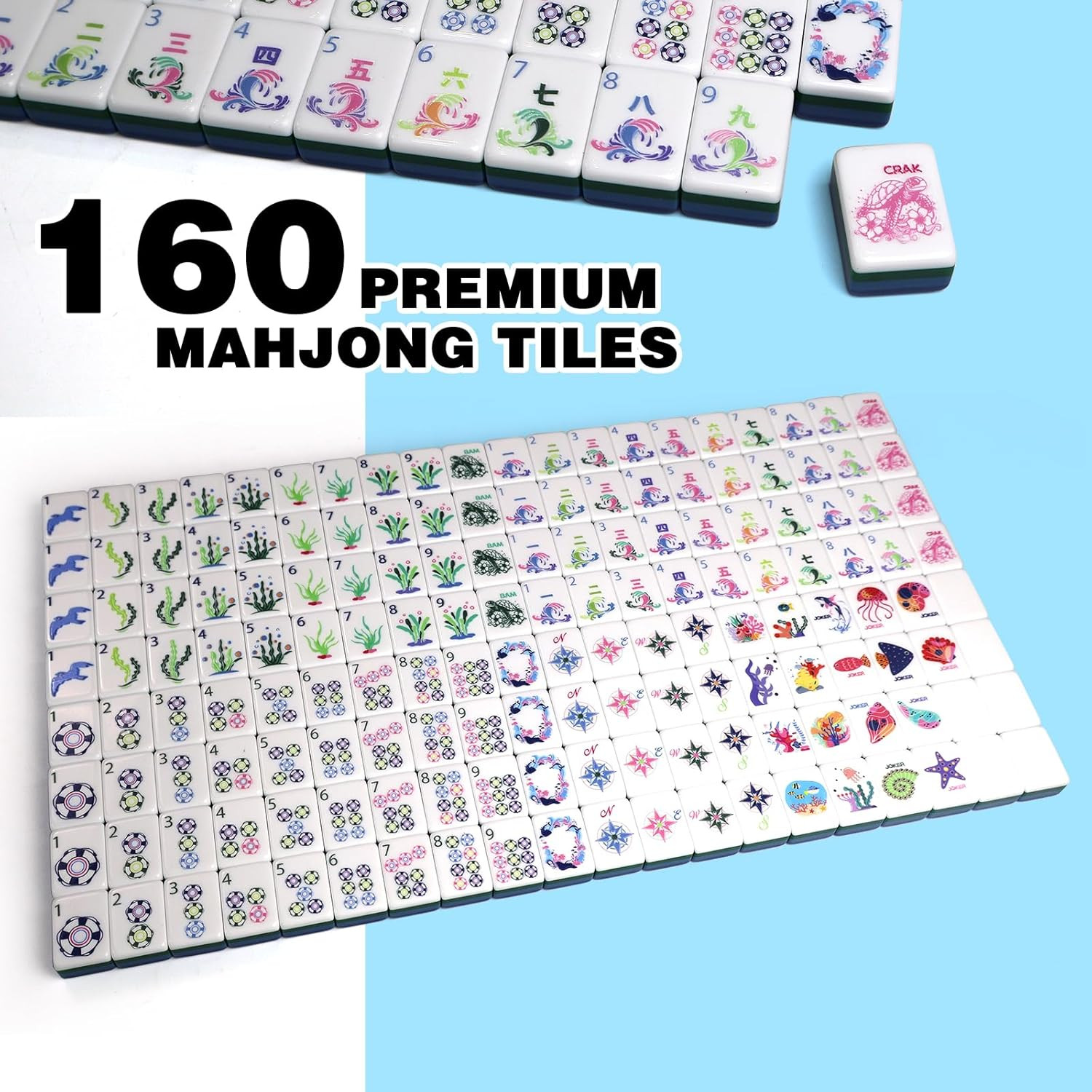 American Mahjong Game Set, Portable Carrying Bag,Acrylic 160 Tiles,Western Mahjo