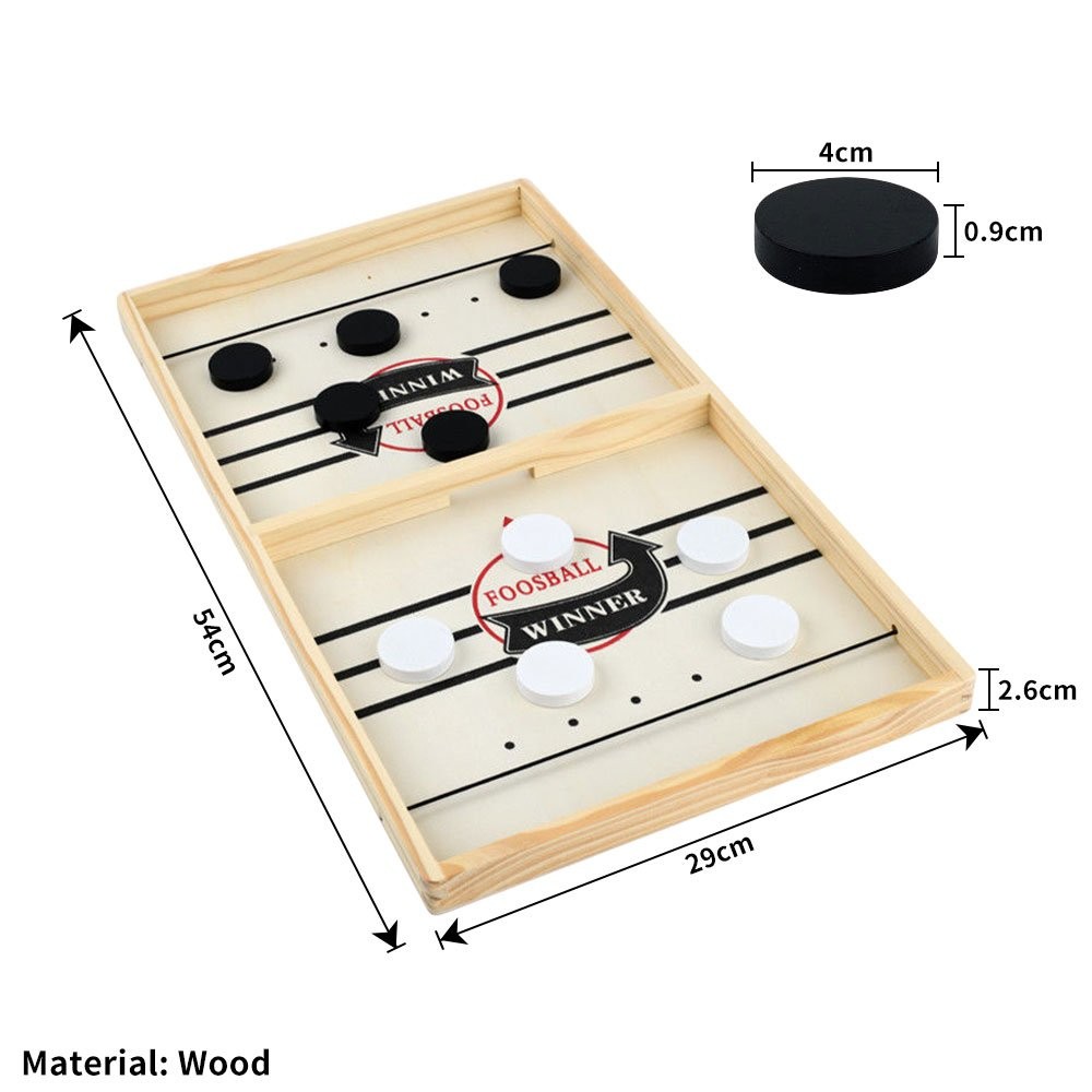 Fast Sling Puck Game Wooden Board Table Hockey Games Montessori Toy JQ