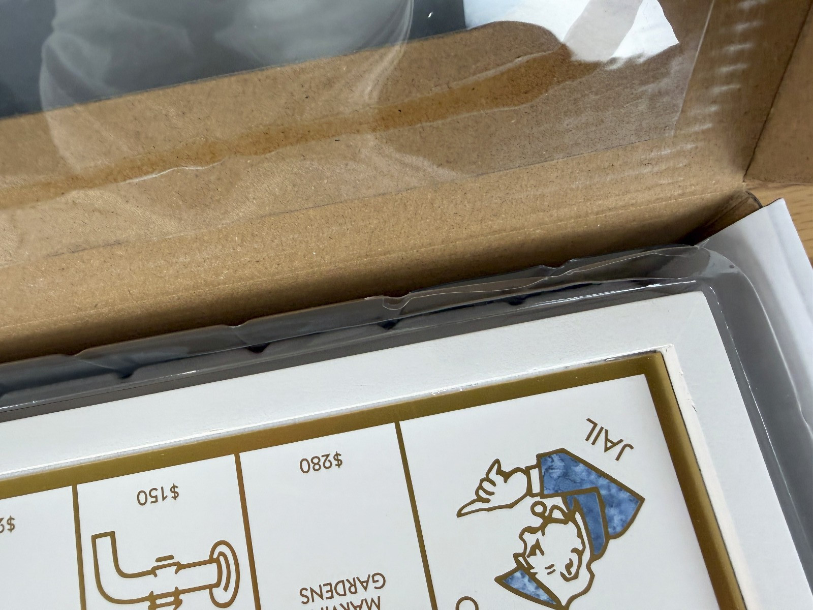 WS Game Co Monopoly Bianco Edition with Foil-Stamped Wood Game Board Open Box