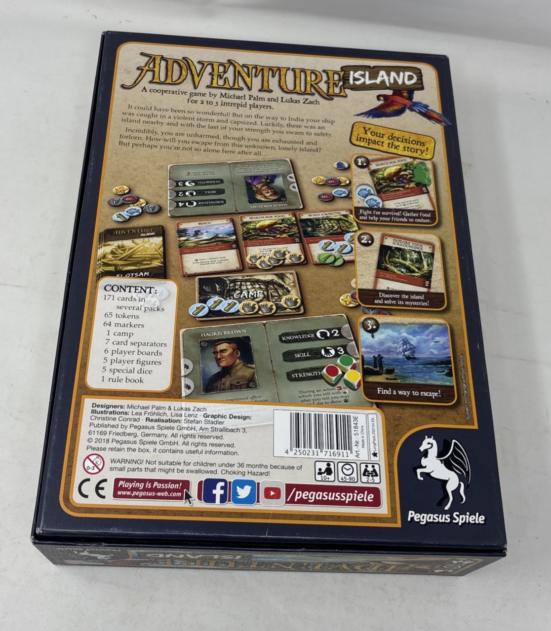 Adventure Island Board Game Pegasus Spiele Opened Unused Damage To Box