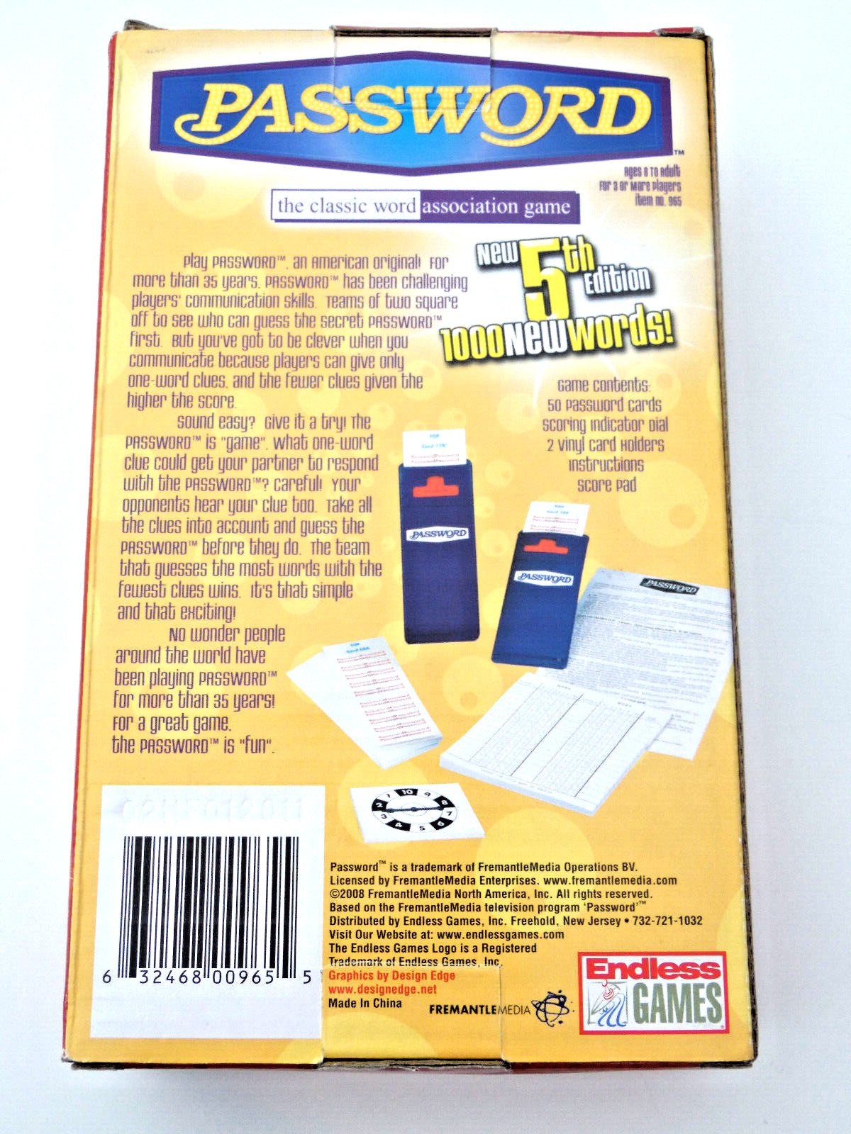 PASSWORD Endless Games 2008 Quick Picks 5th Edition — New in Box