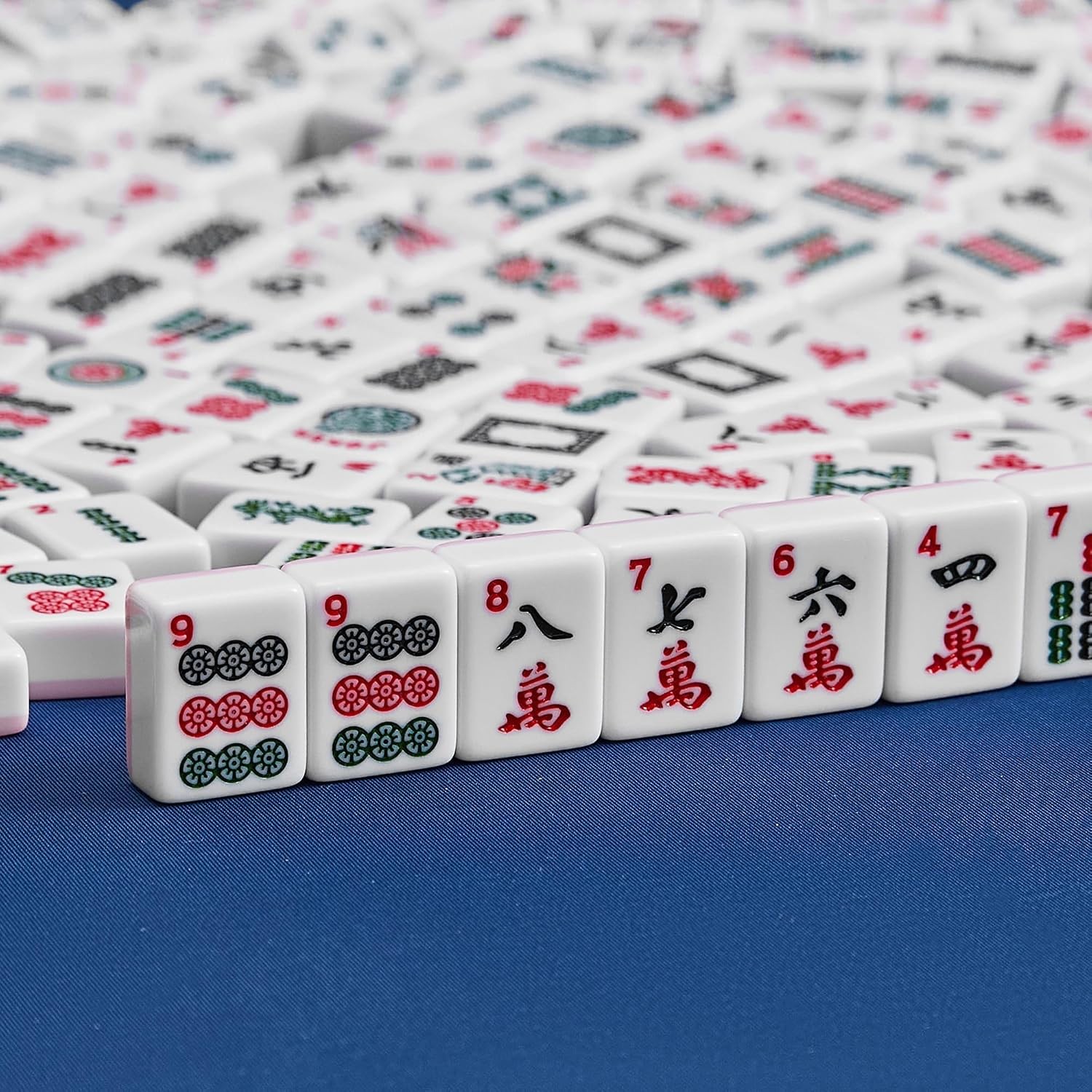 American Mahjong Tile Only, Mah Jong Set Complete with Golden Dices, 166 Blue Ti
