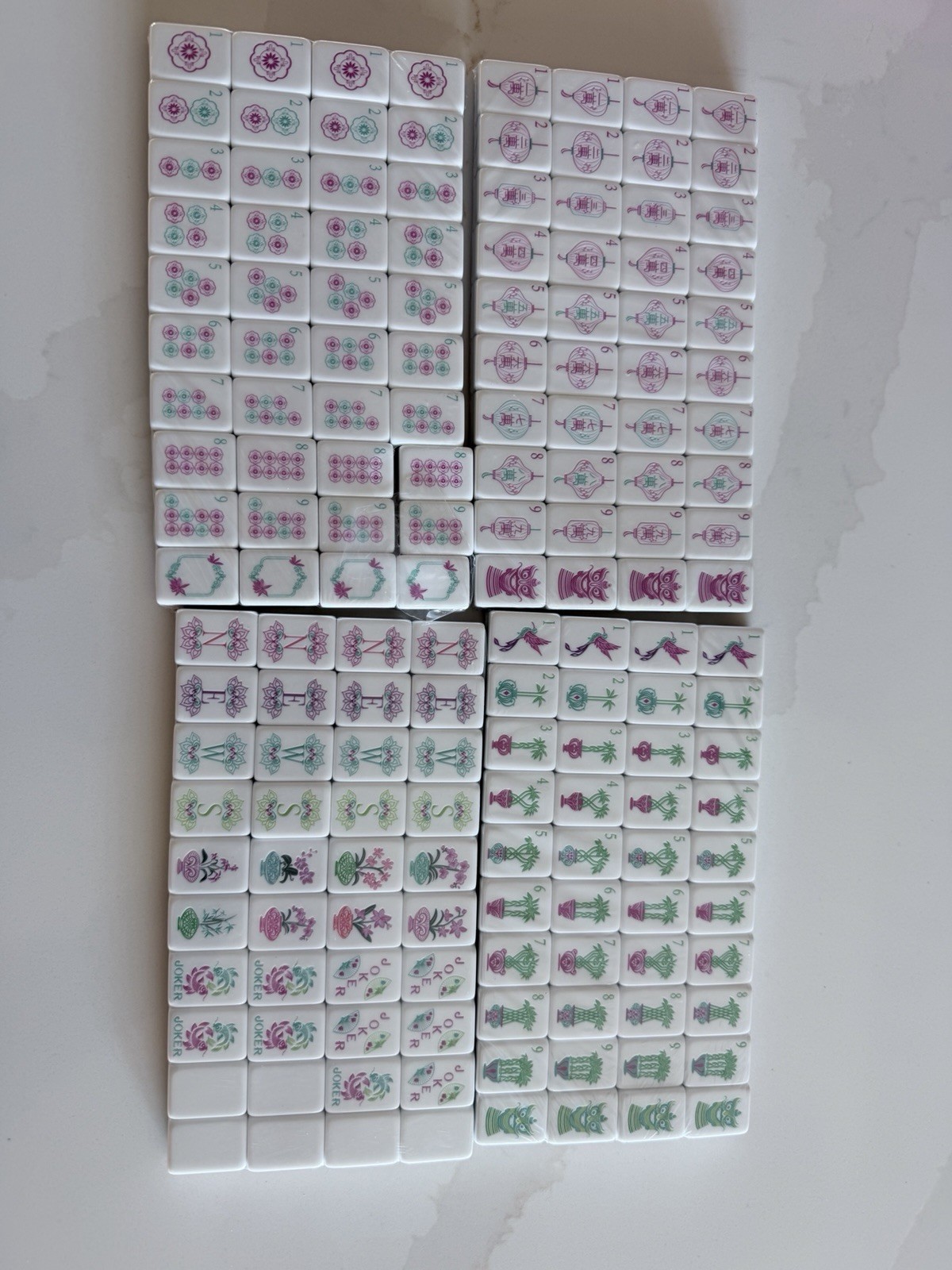 American Mah Jong Game set, Tiles Set, Emerald Green, 4 Layers