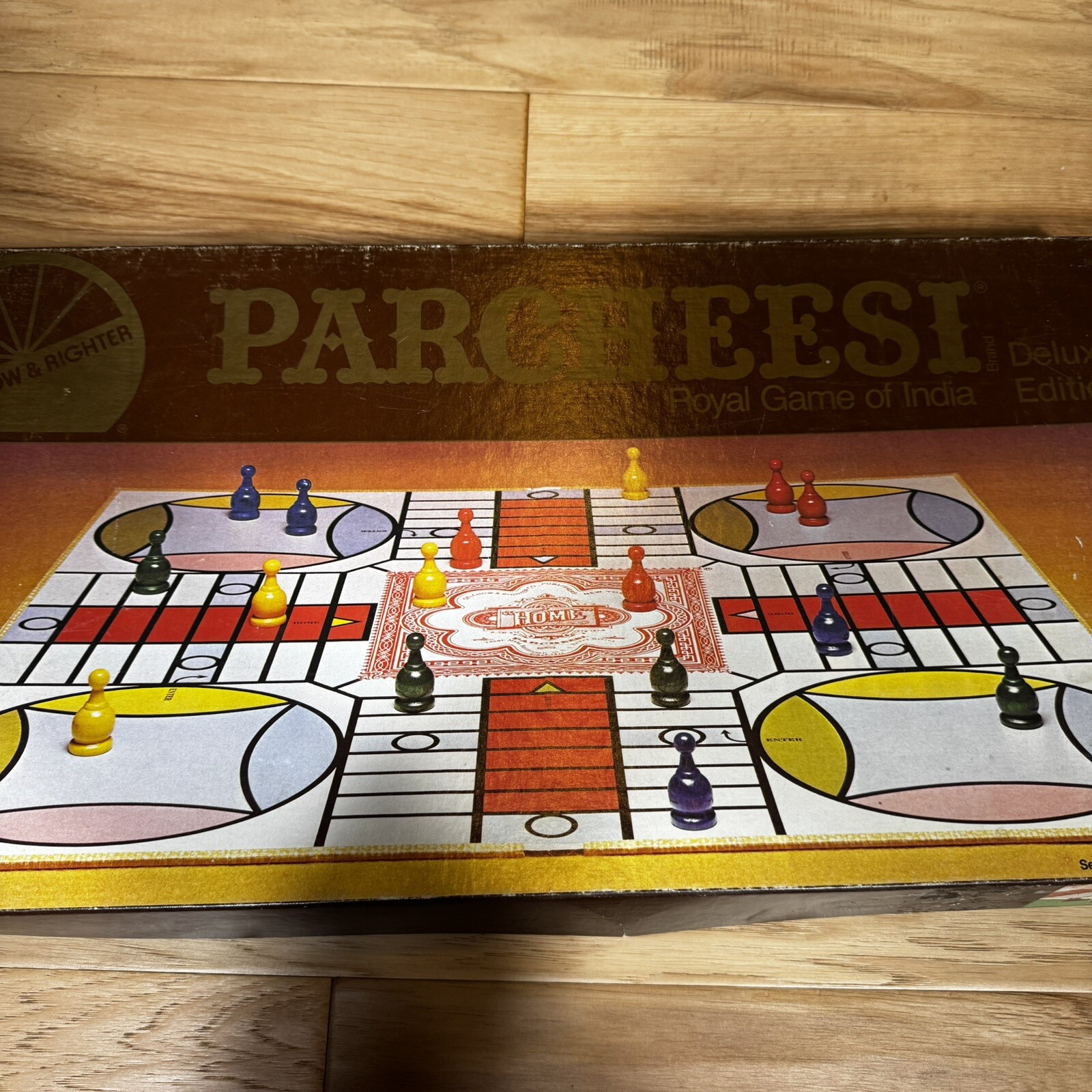 1982 DELUXE EDITION PARCHEESI Royal Game of India Selchow & Righter 3pc Missing