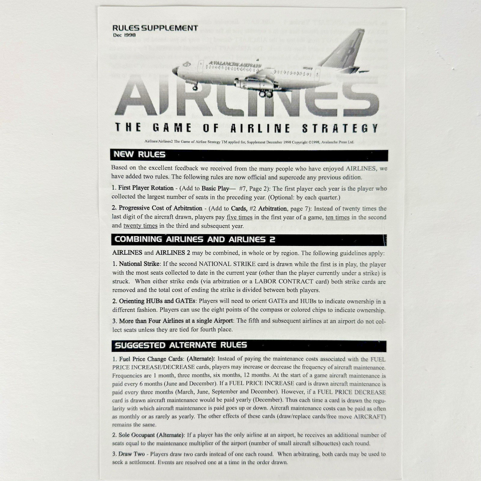 Airlines 2 United States – COMPLETE – Avalanche Press 1998 – 220 Cards