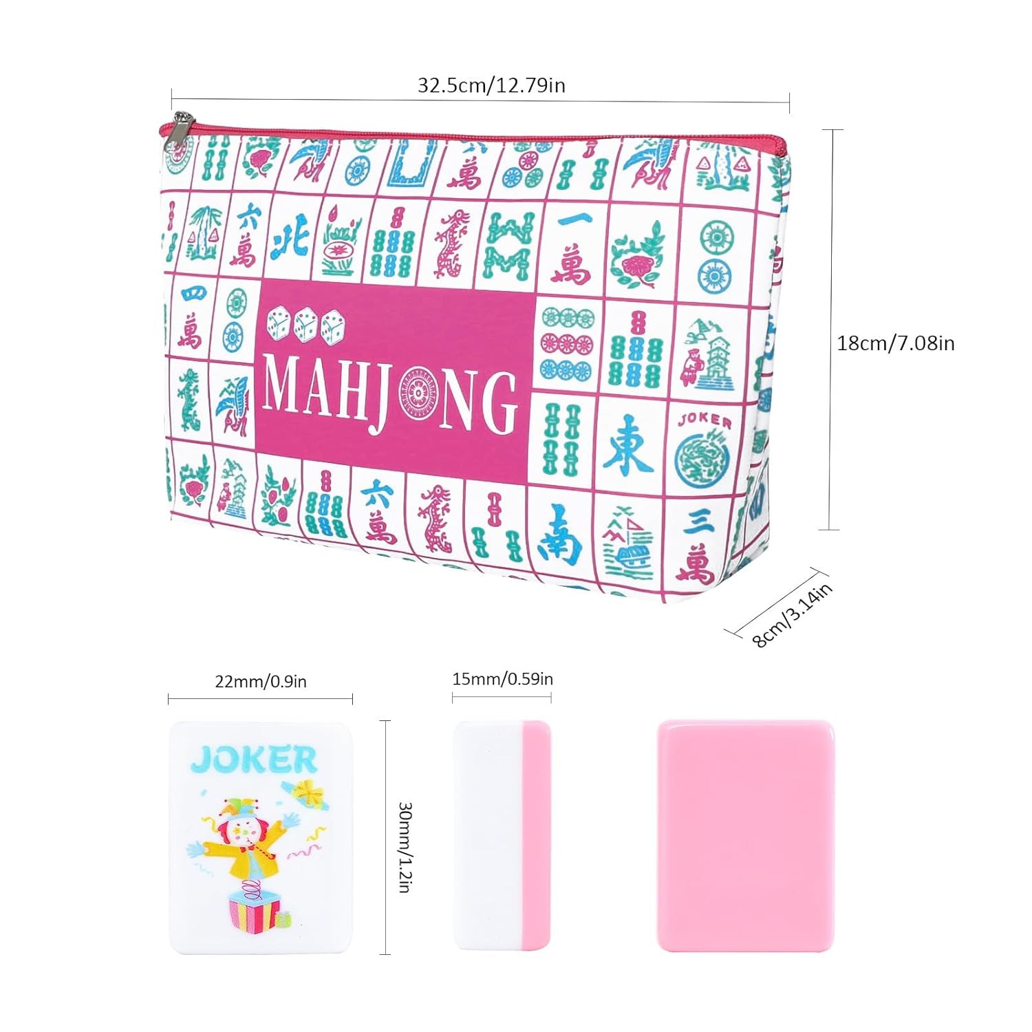 American Mahjong Set 160 Pink Tiles Game Complete with Bag Accessories