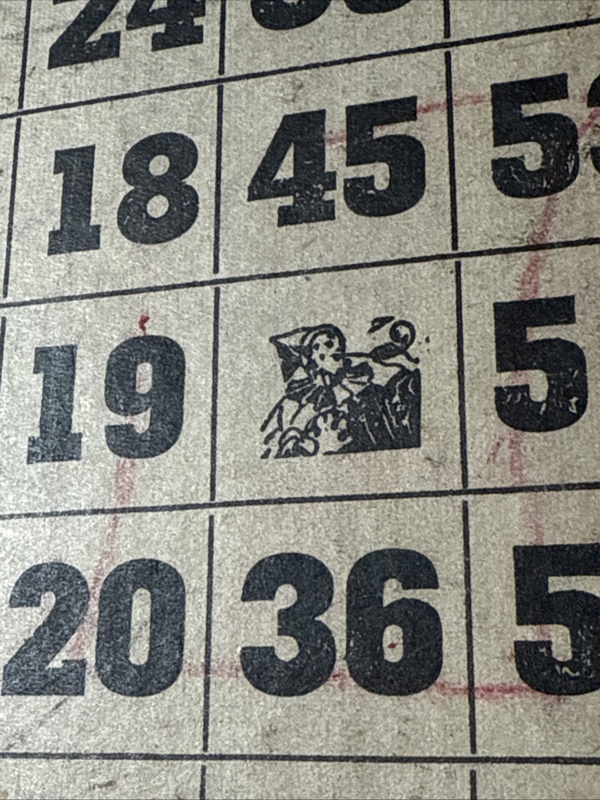 1930s Lg heavy Double BINGO Card Vtg Joker Center USA 12 Ways to Win