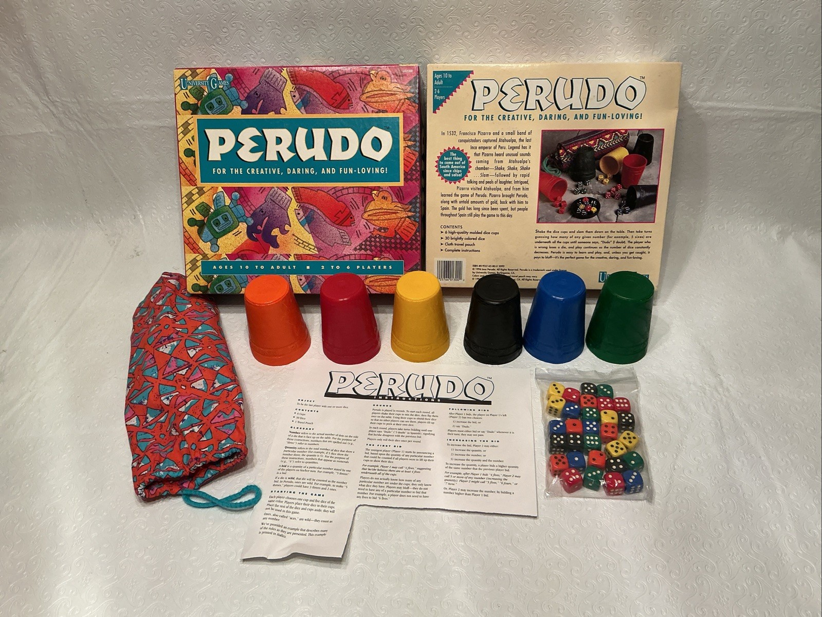 Perudo Liar’s dice game 1994 by University Games pre-owned complete