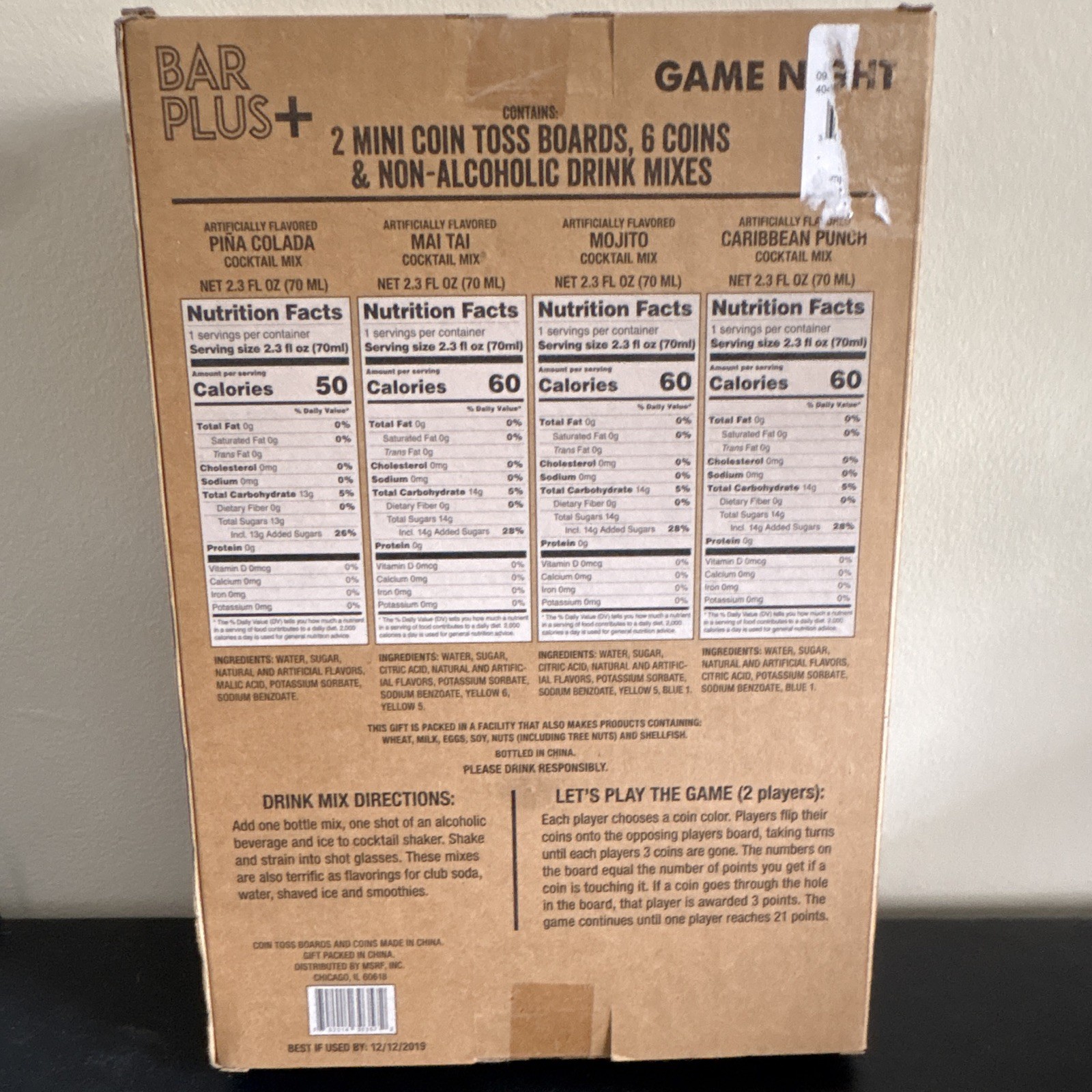 Barplus+ Table Top Coin Toss Tabletop Game Set w/ Drink Mixes, 2+ Players