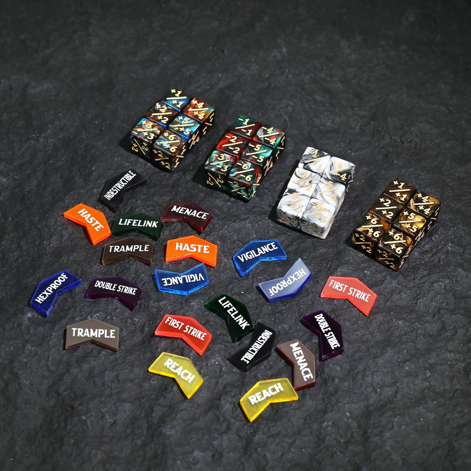 SIXPONTS 48 Pieces 12mm MTG Dice Abilities -1/+1 Life Counters Dices & MTG Ke…