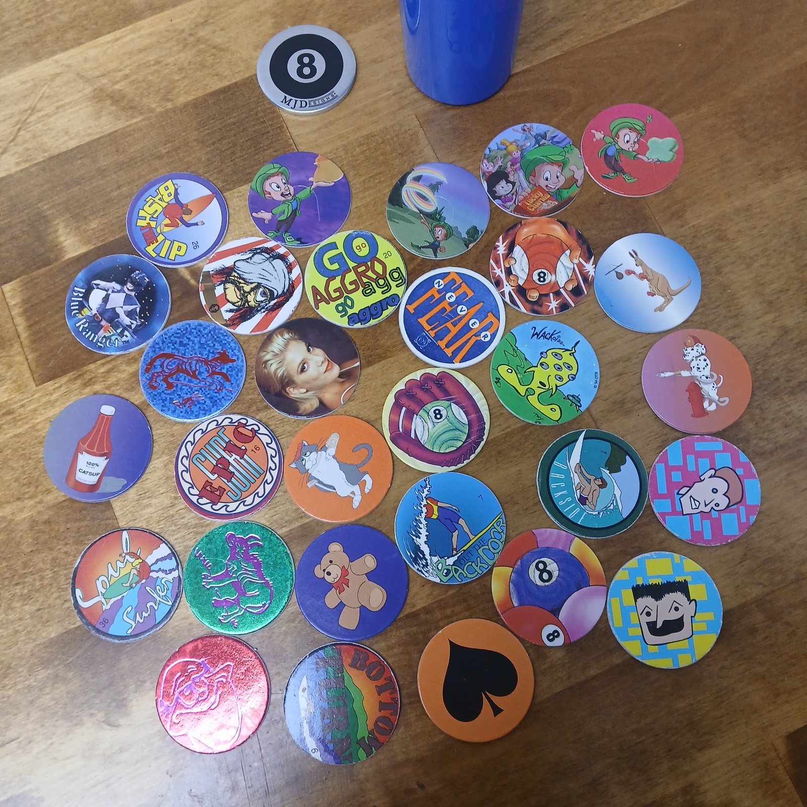 POG Officially Licensed Blue Milkcap Container Medium Size W Slammer & Assorted