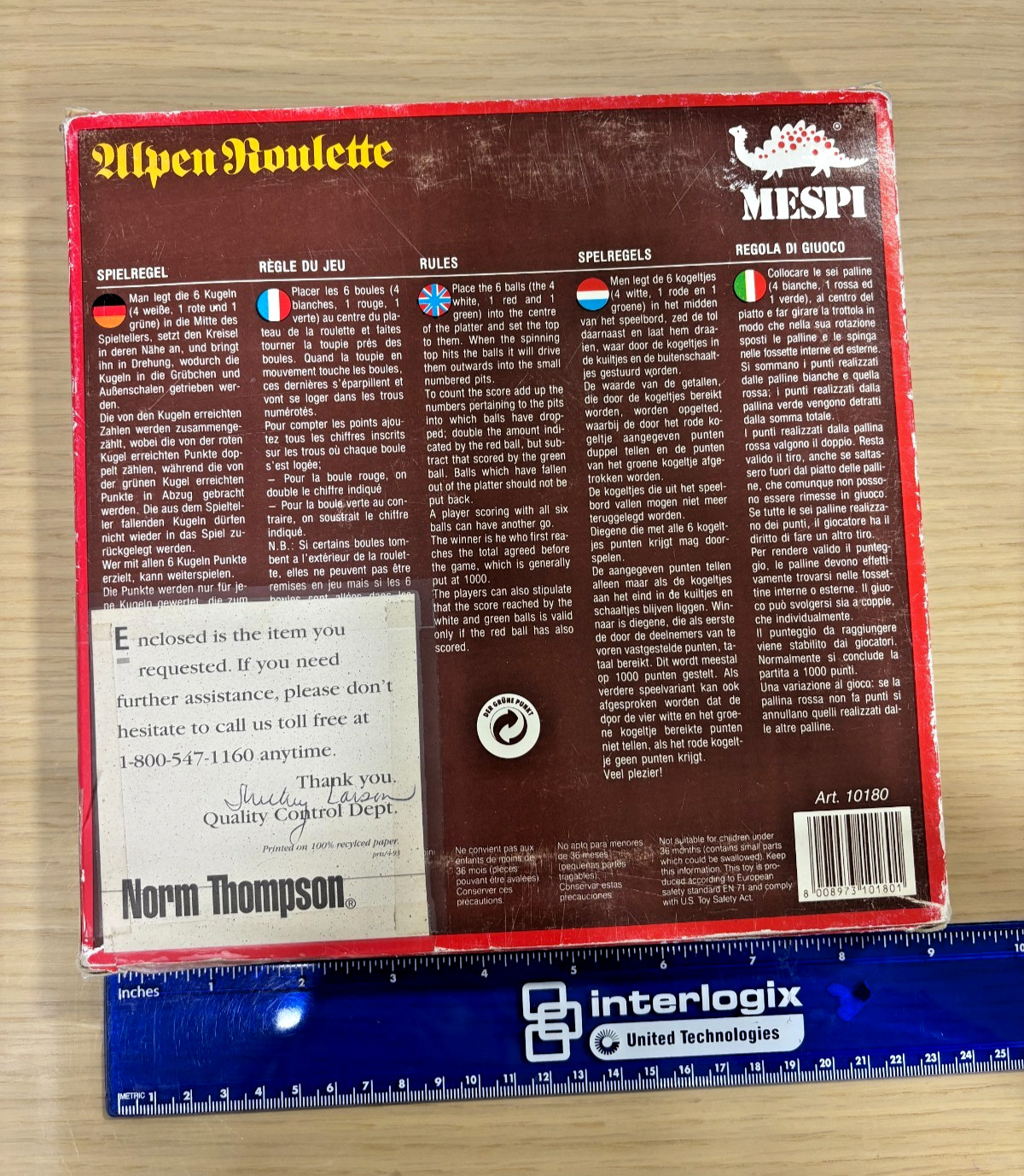 VTG Alpen Roulette Wooden Dexterity Game MESPI Norm Thompson Complete