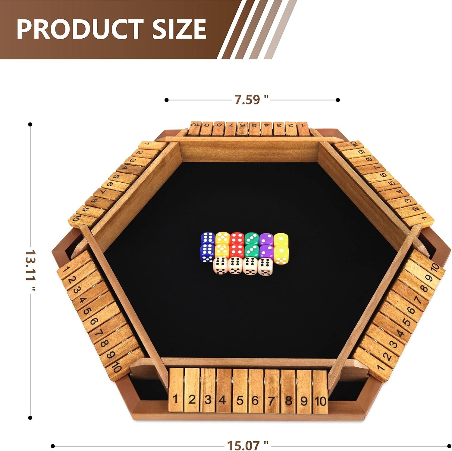 Nicecho 2-6 Players Shut the Box 16 Dice Math Game Wooden Board Table