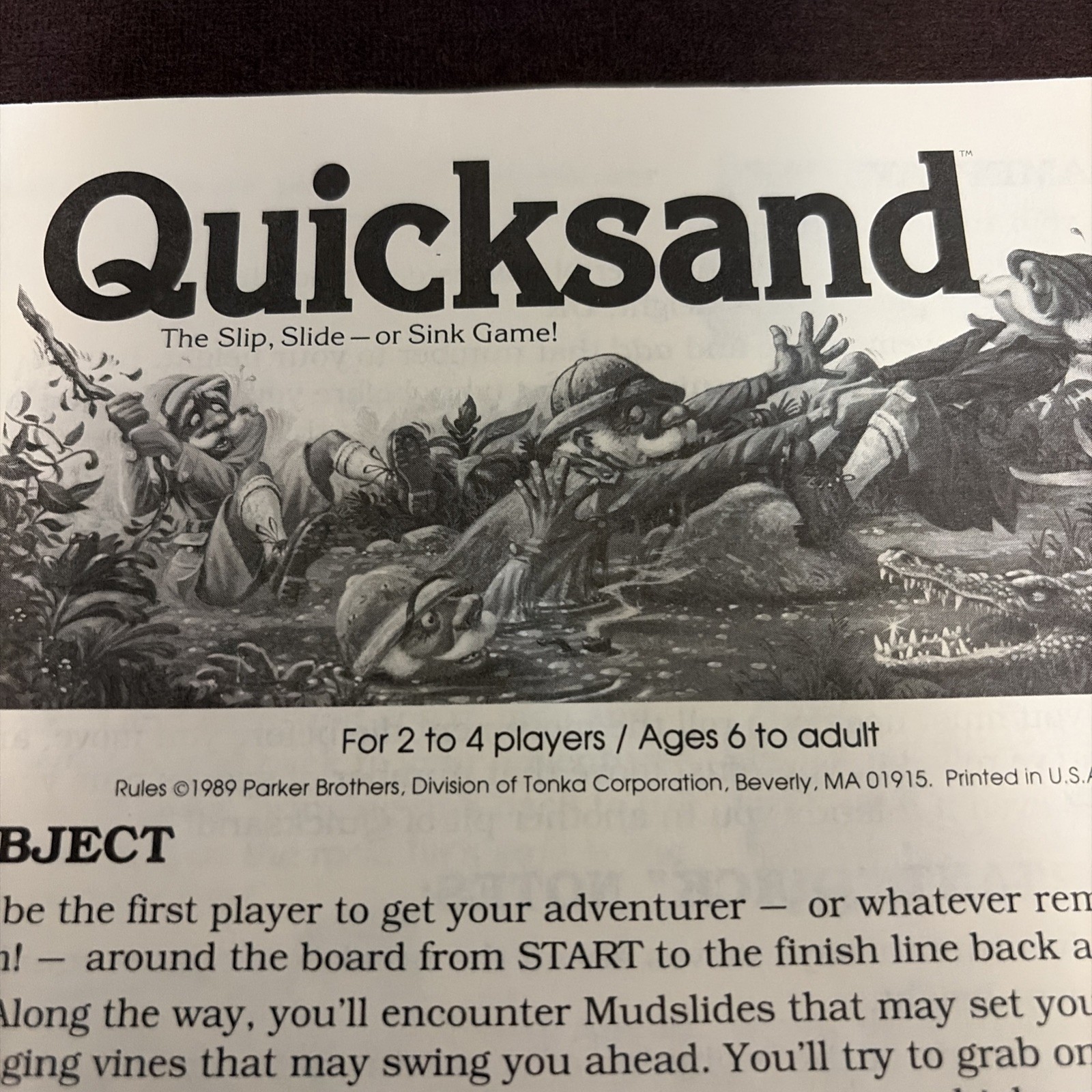 Quicksand The Slip, Slide or Sink Board Game Parker Brothers VTG 1989 Complete