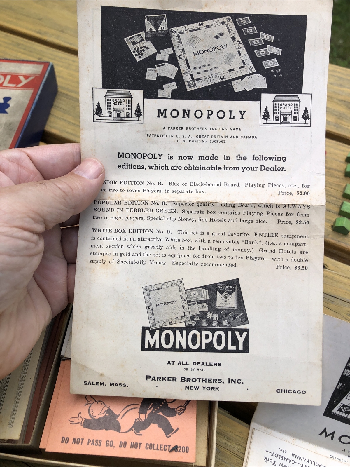 Early MONOPOLY Game-Parker Brothers-“Trade Mark” Black Box-Old Style $-No Board