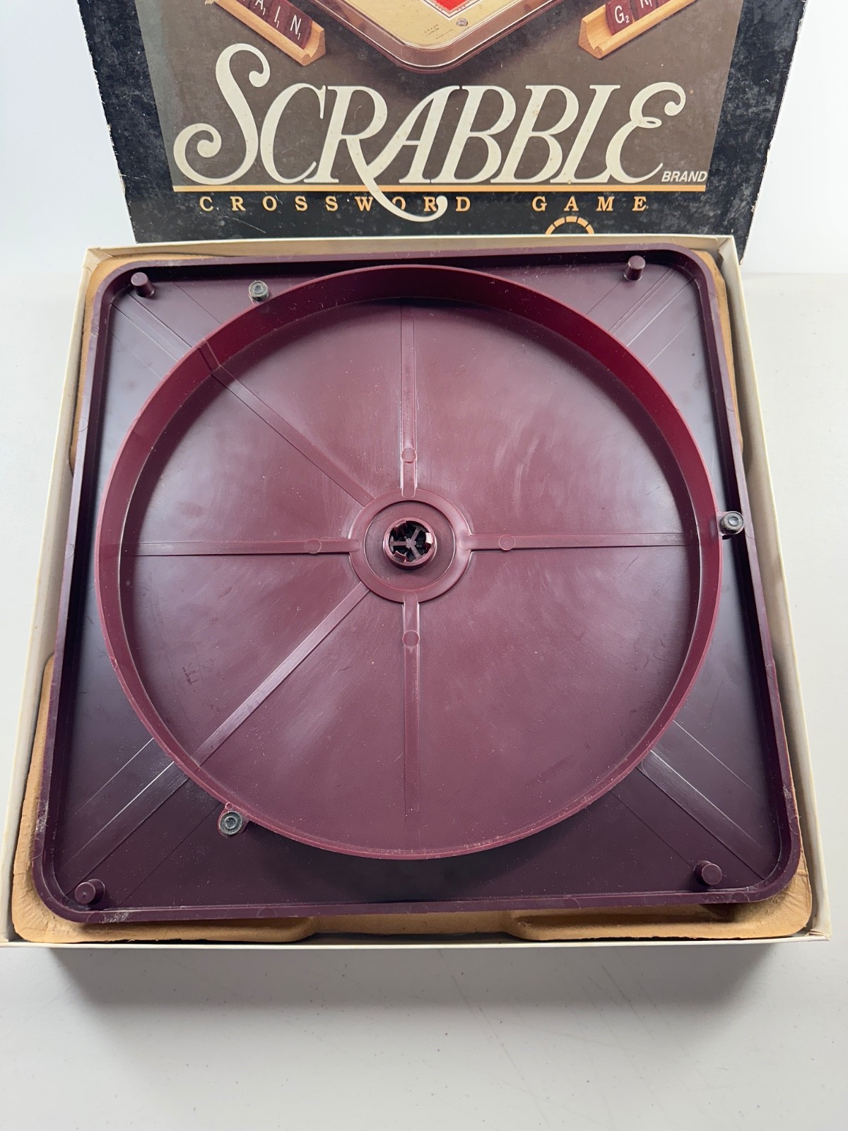 1989 Scrabble Deluxe Edition 100% COMPLETE Rotating Turntable Board Game