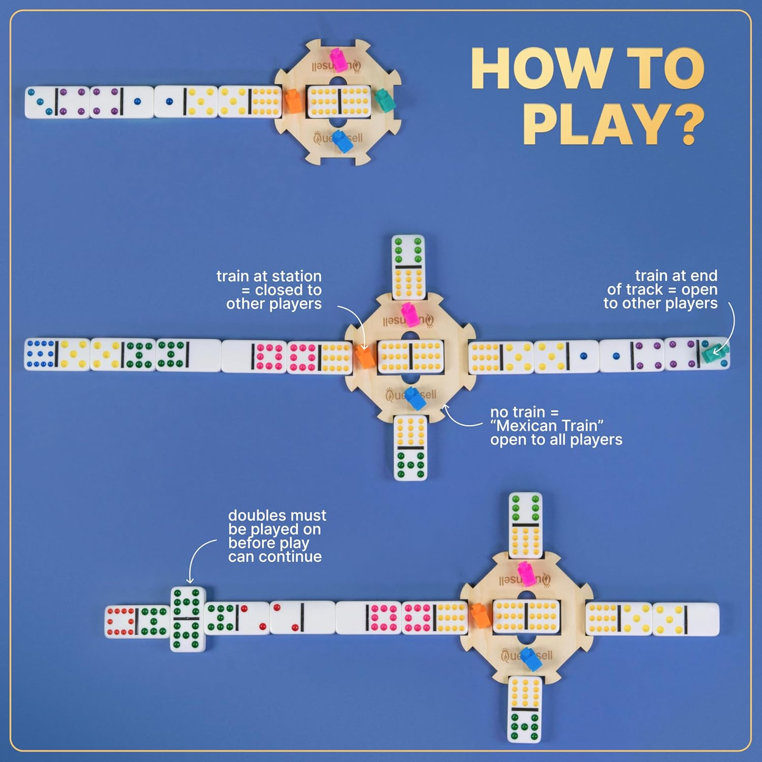 Mexican Train Dominoes Set Double 12 – Jumbo Dominoes Set for Adults, 91 Tiles w