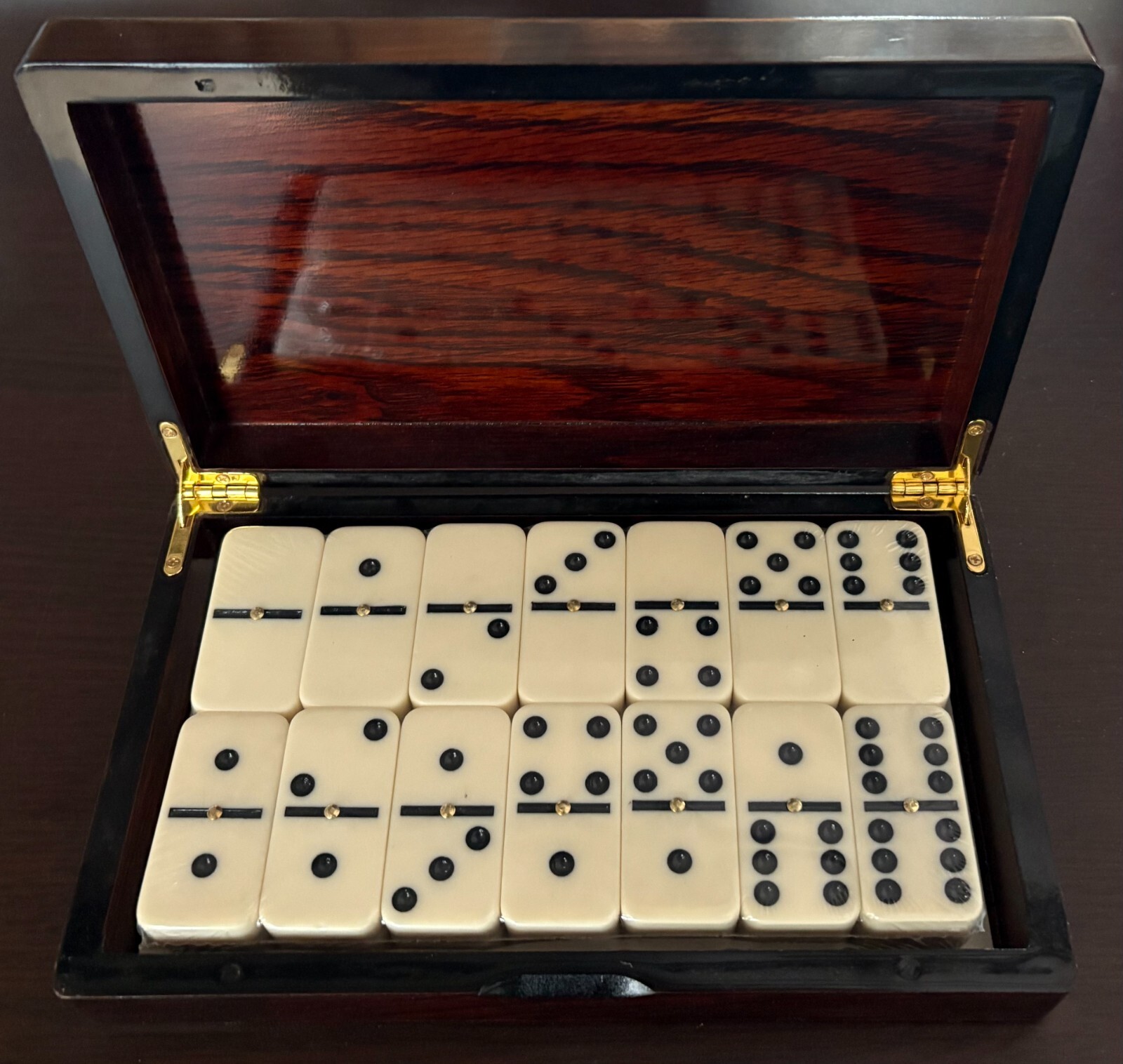 Double Six Dominoes Set with Premium Wooden Box – 28 Standard Size Thick Tiles