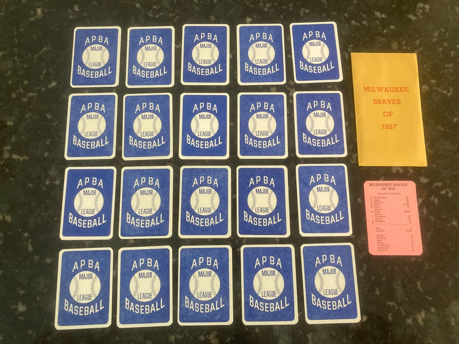 MILWAUKEE BRAVES OF 1957 – APBA GREAT TEAMS OF THE PAST – 20 CARDS + CHECKLIST