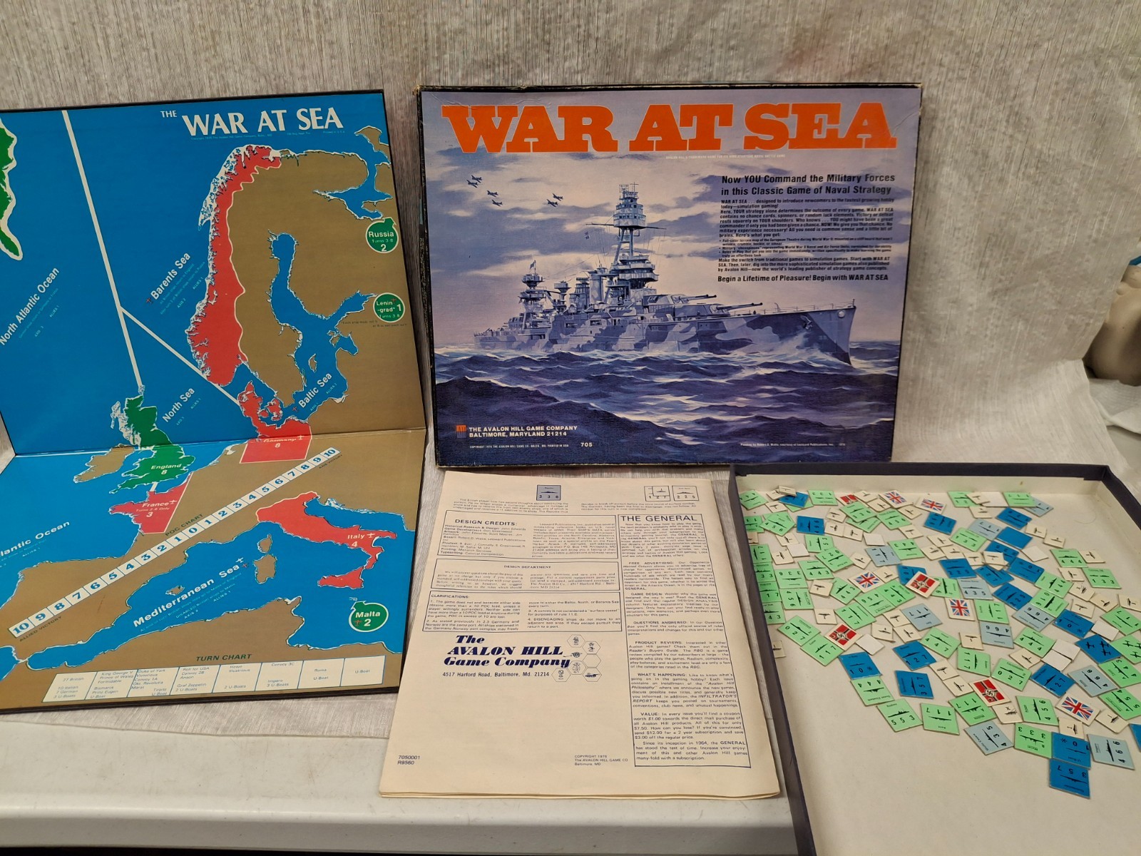 Avalon Hill War at Sea Vintage Naval Navy Battle Strategy Board Games