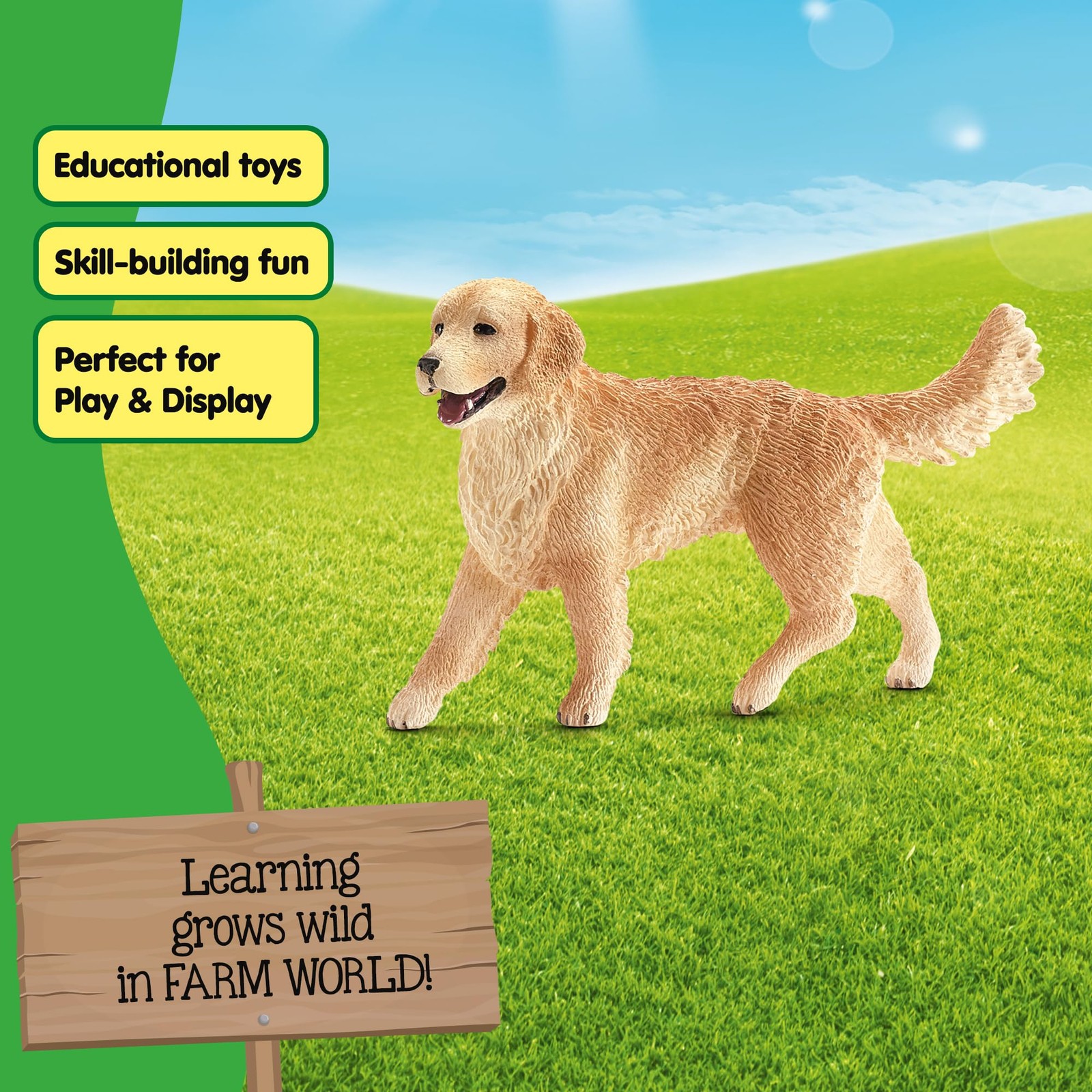 Schleich Farm World 3 Female Golden Retriever Figurine Educational Toy 16395