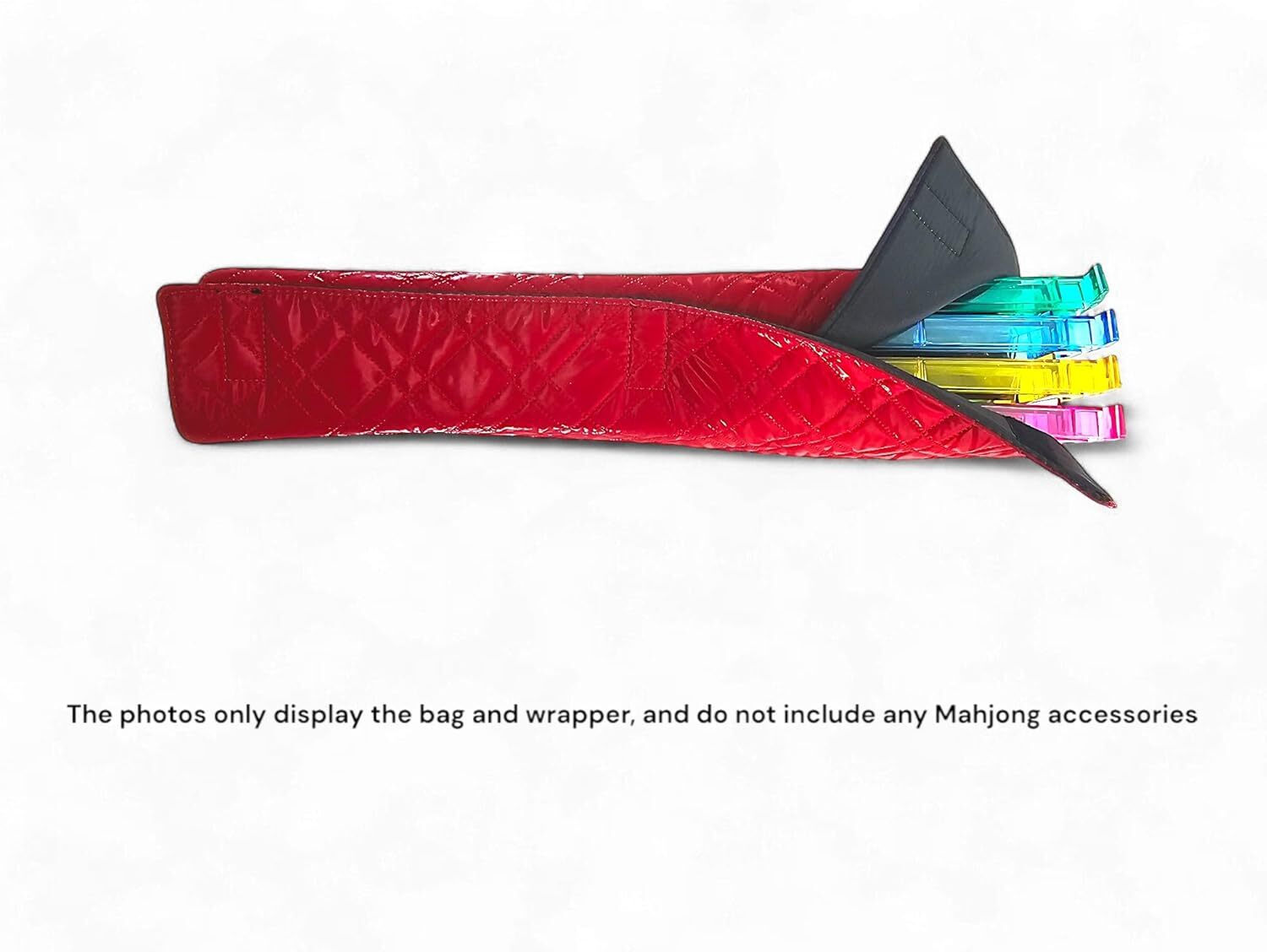 “Red”Quilted PU Leather Mahjong Carry Bag with Zippered Storage Pocket.