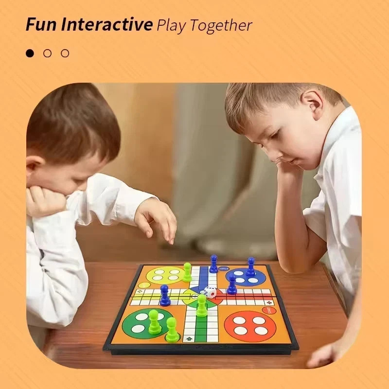 Ludo Game Set with Foldable Board for Family Travel and Strategy Fun