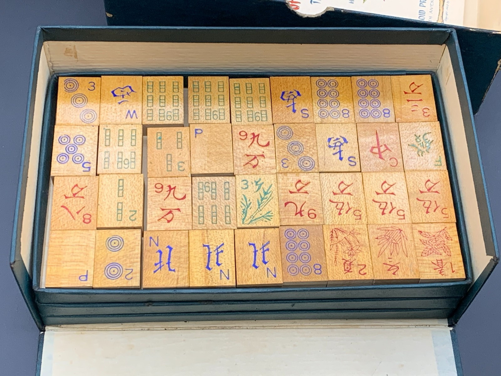 VINTAGE HILLSON’S ANCIENT GAME OF MANDARINS CHINESE MA CHIANG MAHJONG w/ BOX