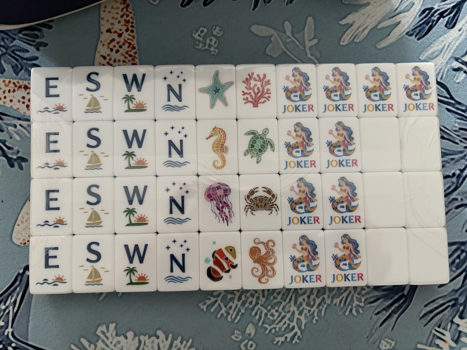 NEW Luxury Ocean Mermaid Mahjong Set 160 Acrylic Tiles Carry Bag Dice Premium