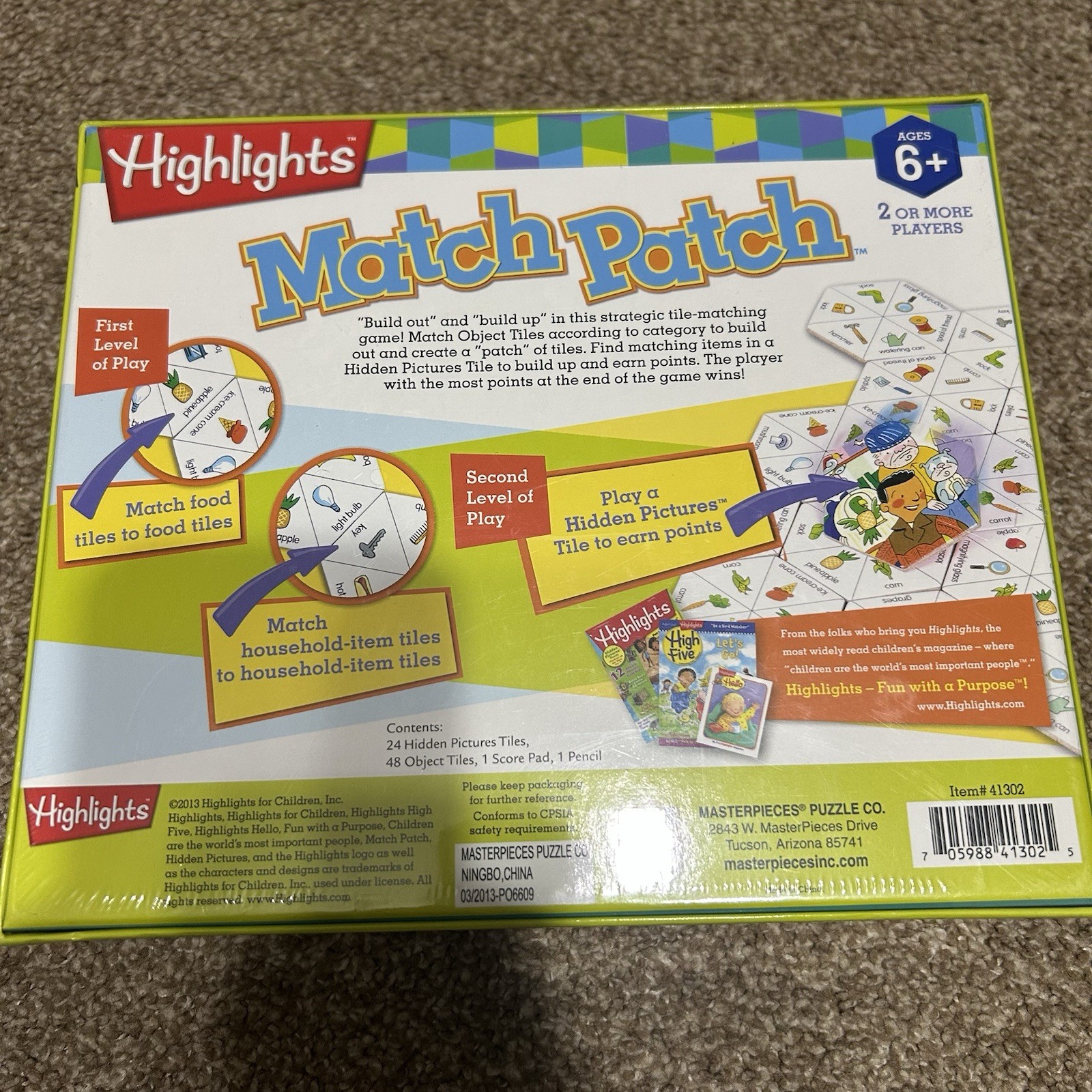 NEW SEALED Kids Matching Board Game Highlights Match Patch Kids Game Age 6+