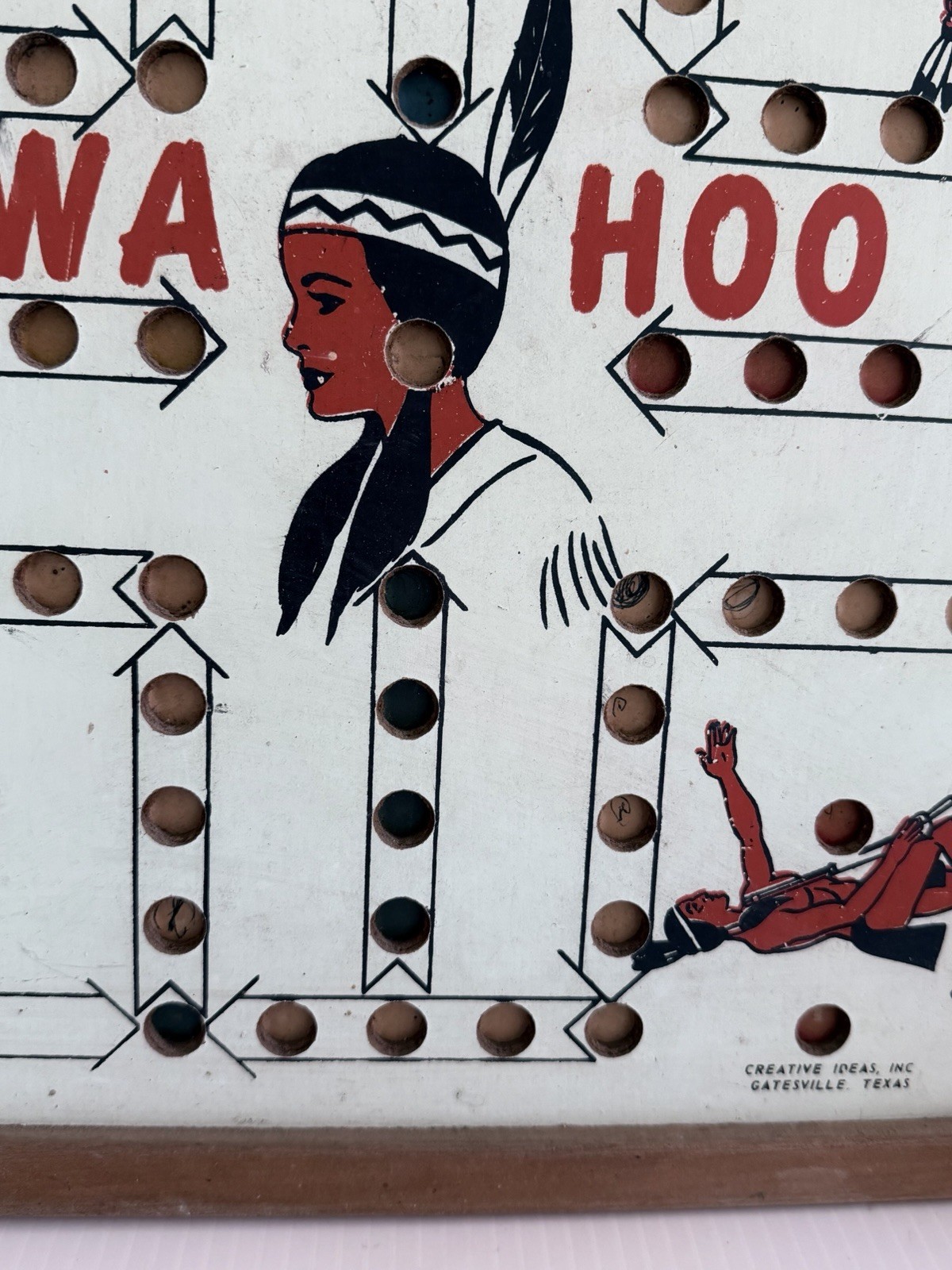 Vintage Creative Ideas Inc. WA HOO Marble Board Game, Board Only Reversible Flaw