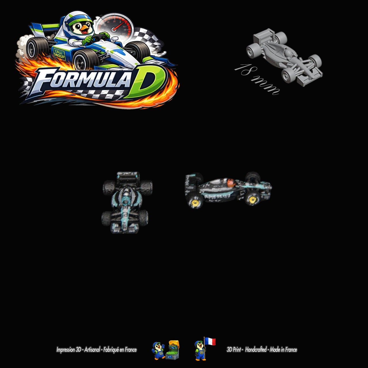 10 miniatures de Formule 1 – Formula D / Formule Dé (F1 18mm unpainted)