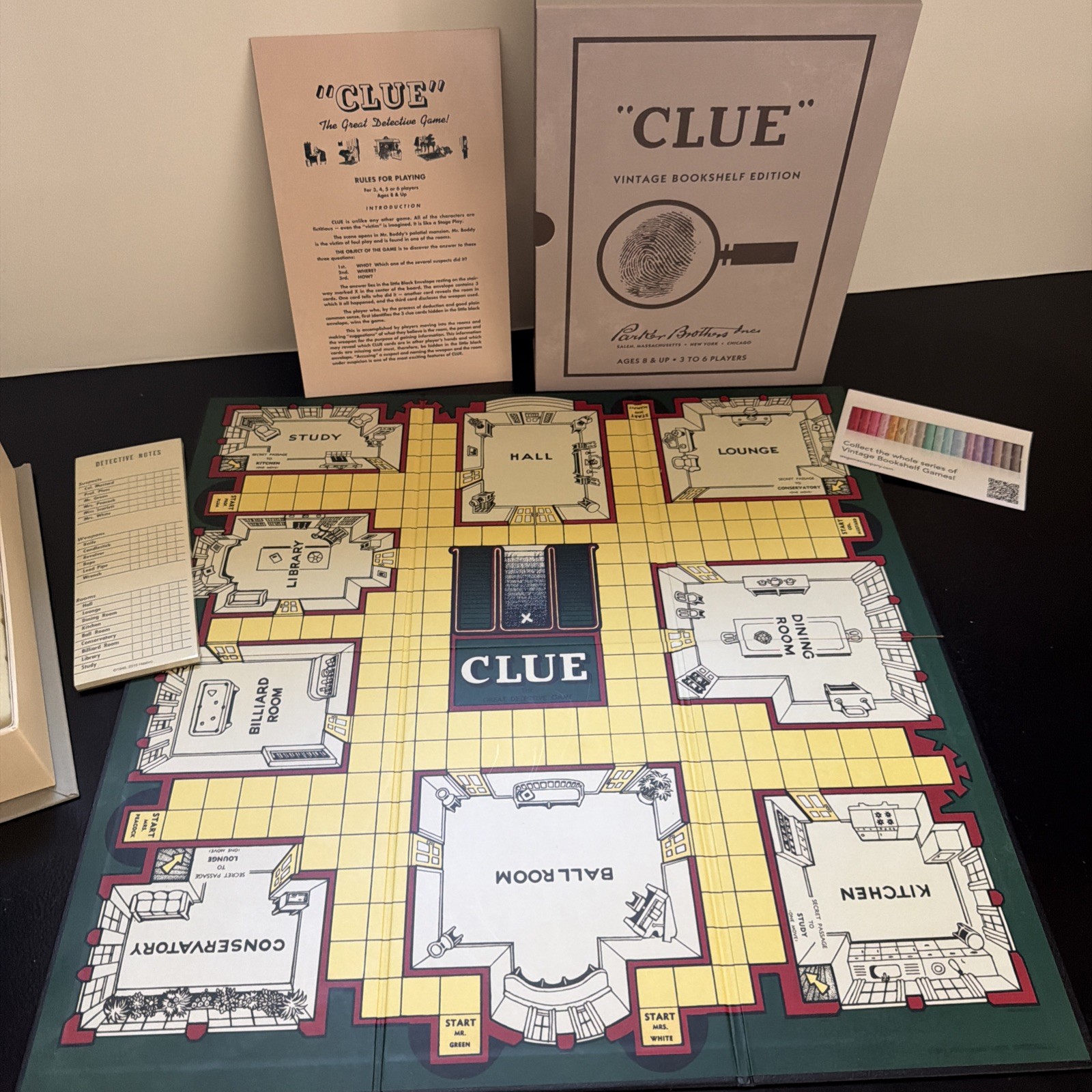Clue Vintage Bookshelf Edition by WS Game Company Deluxe Board Game Cluedo