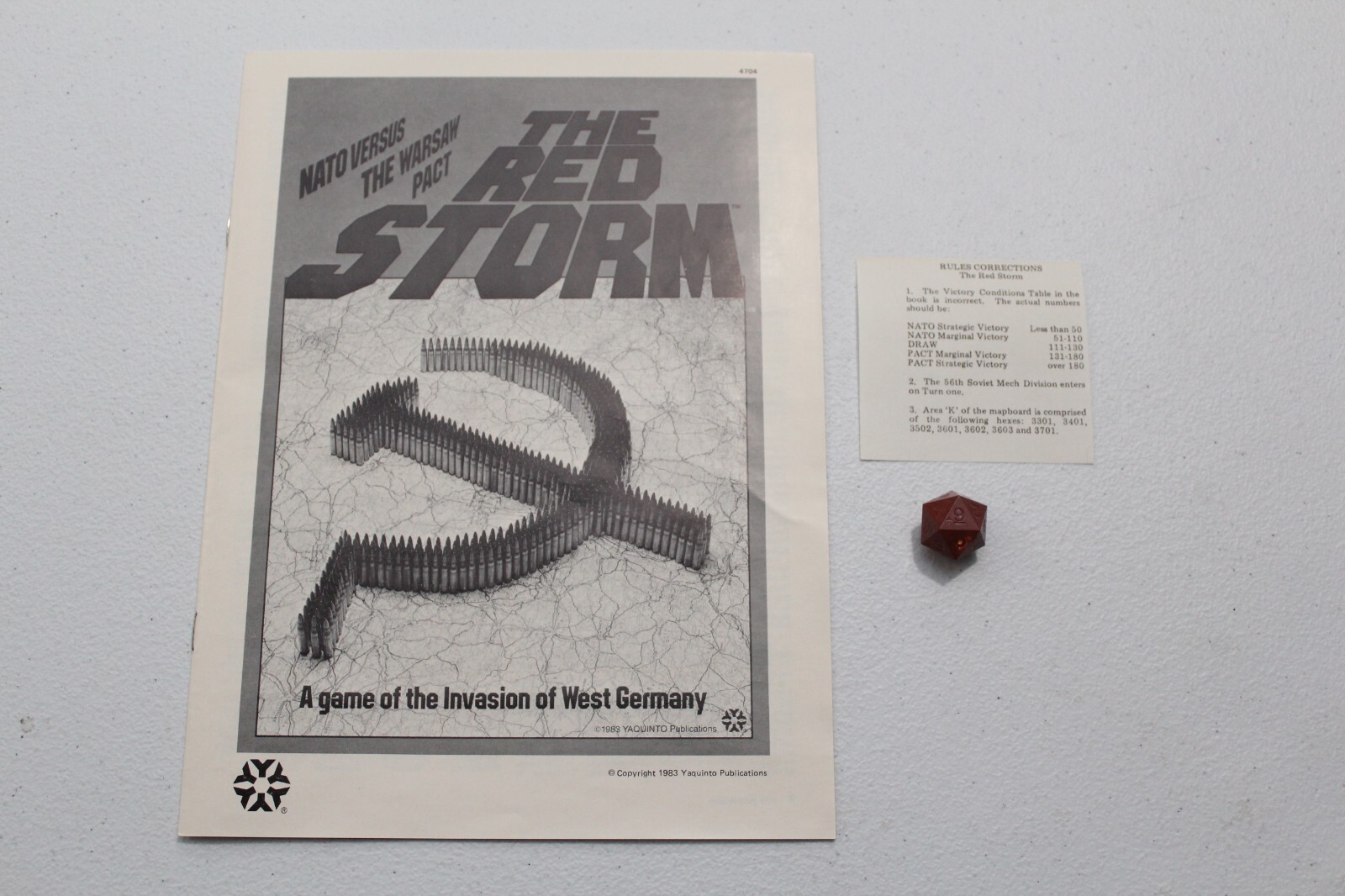 The Red Storm Invasion Of West Germany Yaquinto Games 1983 PUNCHED