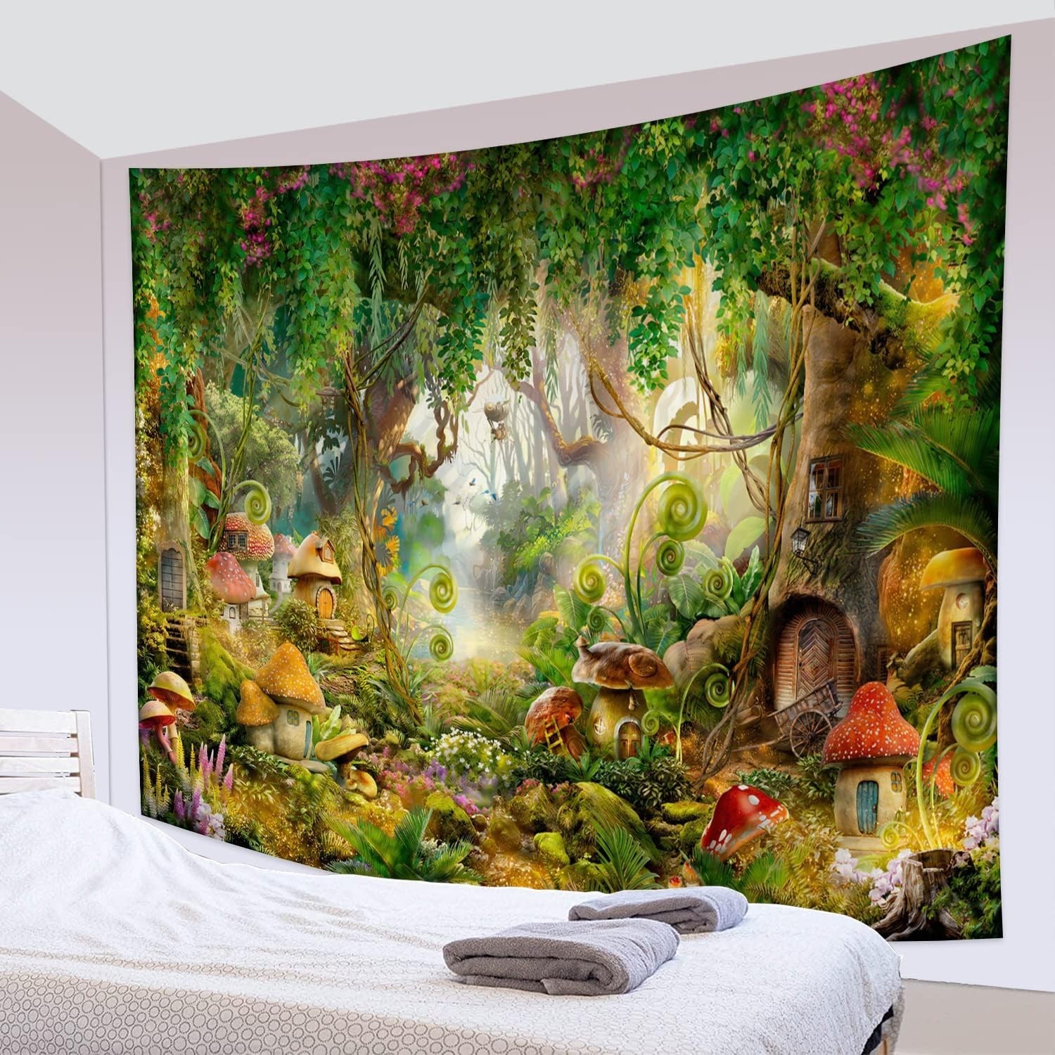 Fantasy Forest Tapestry Enchanted Mushroom Magical Tapestry Fairytale Wonderl…