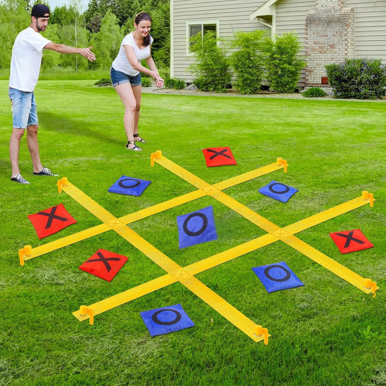 Giant Tic Tac Toe Outdoor Game Set – Family Fun with 10 Double-Sided Bean Bags