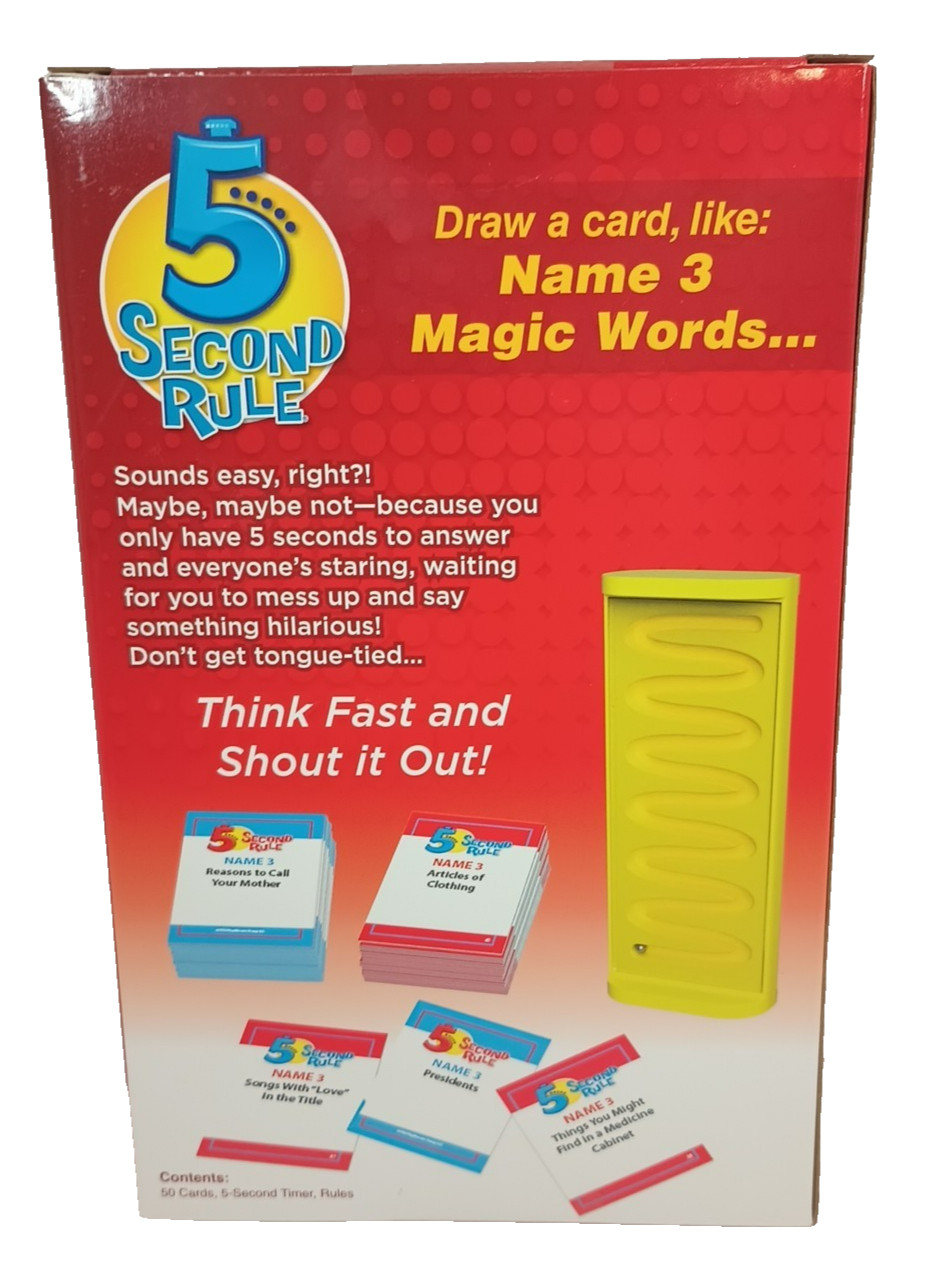 5 Second Rule – Fun Family Games for Kids and Adults Party Kids Travel Game NEW