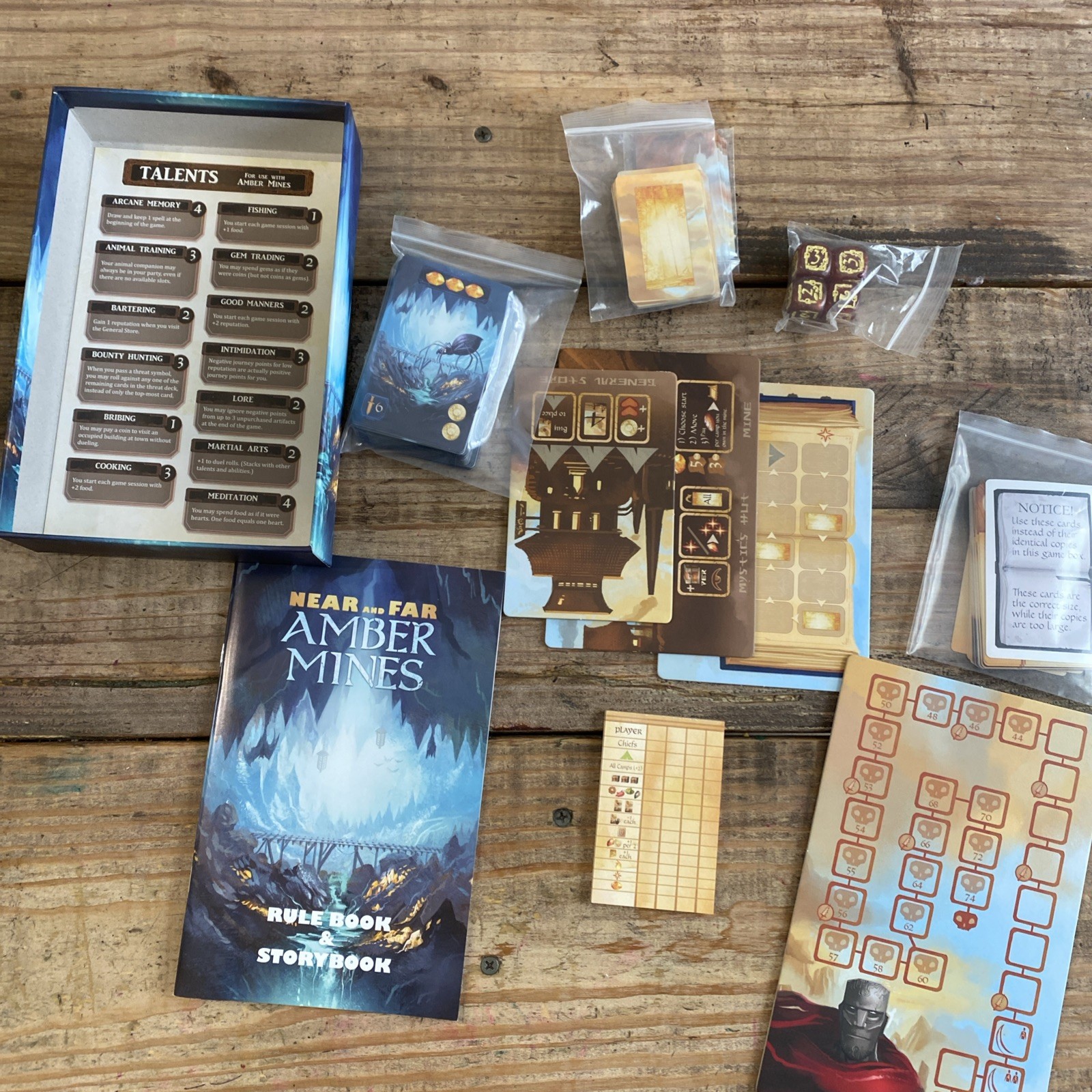Near and Far Board Game w/ Amber Mines Expansion – Red Raven Games – Complete