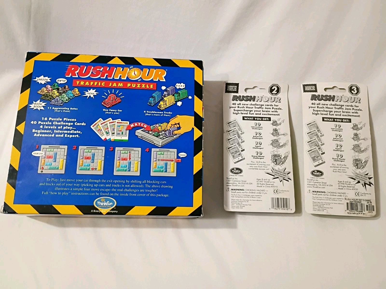 Complete Vintage 2003 ThinkFun Rush Hour Traffic Jam Puzzle with Two Expansions