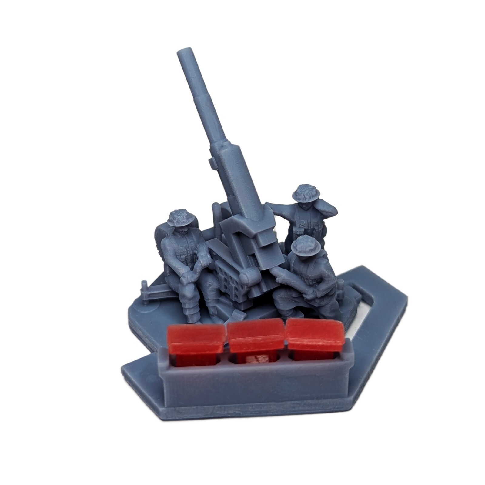 British 3.7 inch (94mm) AA Anti-Aircraft Gun & 3 man crew | 15mm, 1/72