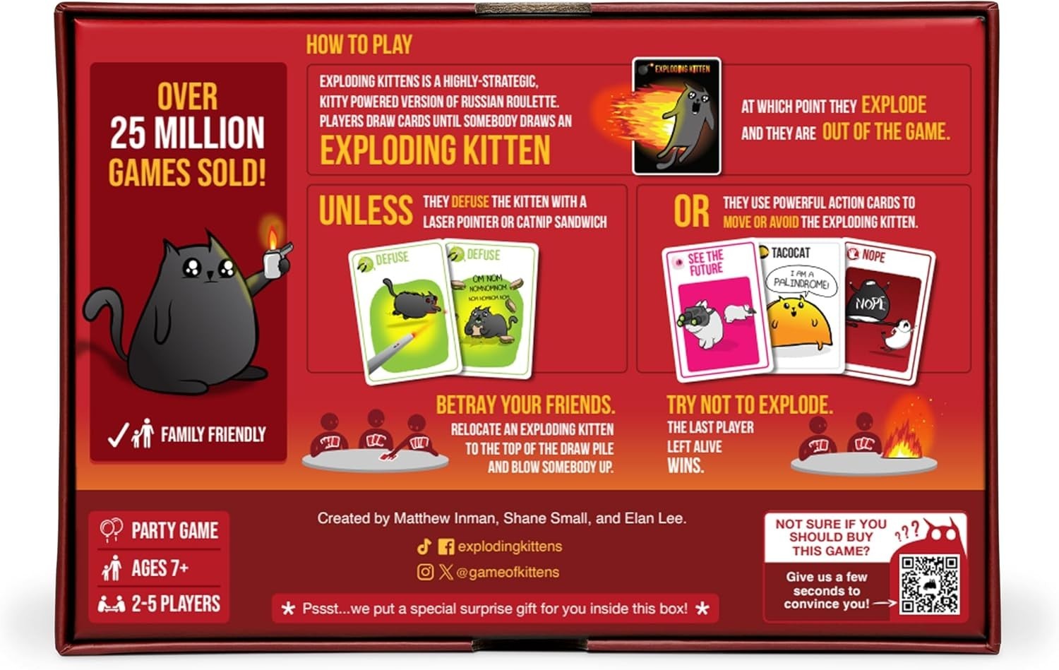 Exploding Kittens Original Edition – 2-5 Players – Ages 7+ – 15 Minutes to Play