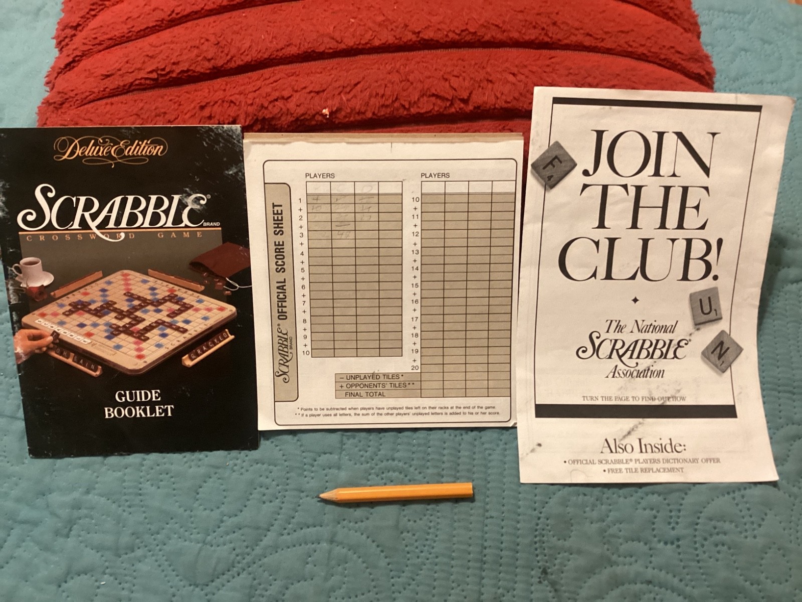 SCRABBLE DELUXE 1989 COMPLETE CROSSWORD GAME, 100 TILES, EXC. COND/ FREE POSTAGE